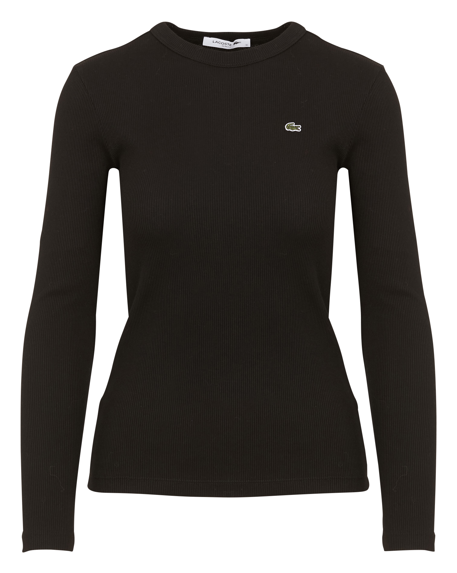Tee-shirt col rond ajusté en coton LACOSTE Noir