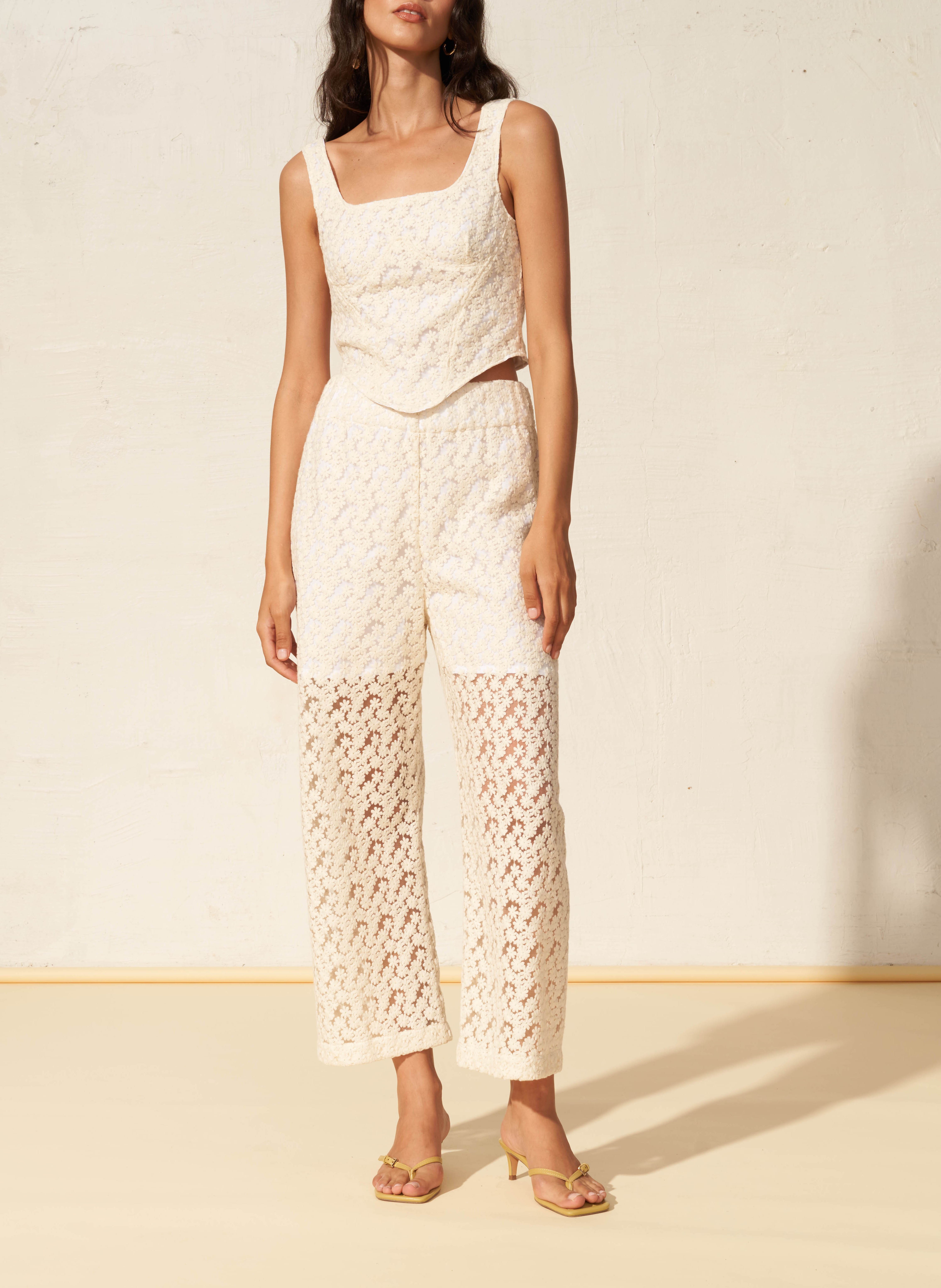 Embroidered wide-leg pants FETE IMPERIALE Beige