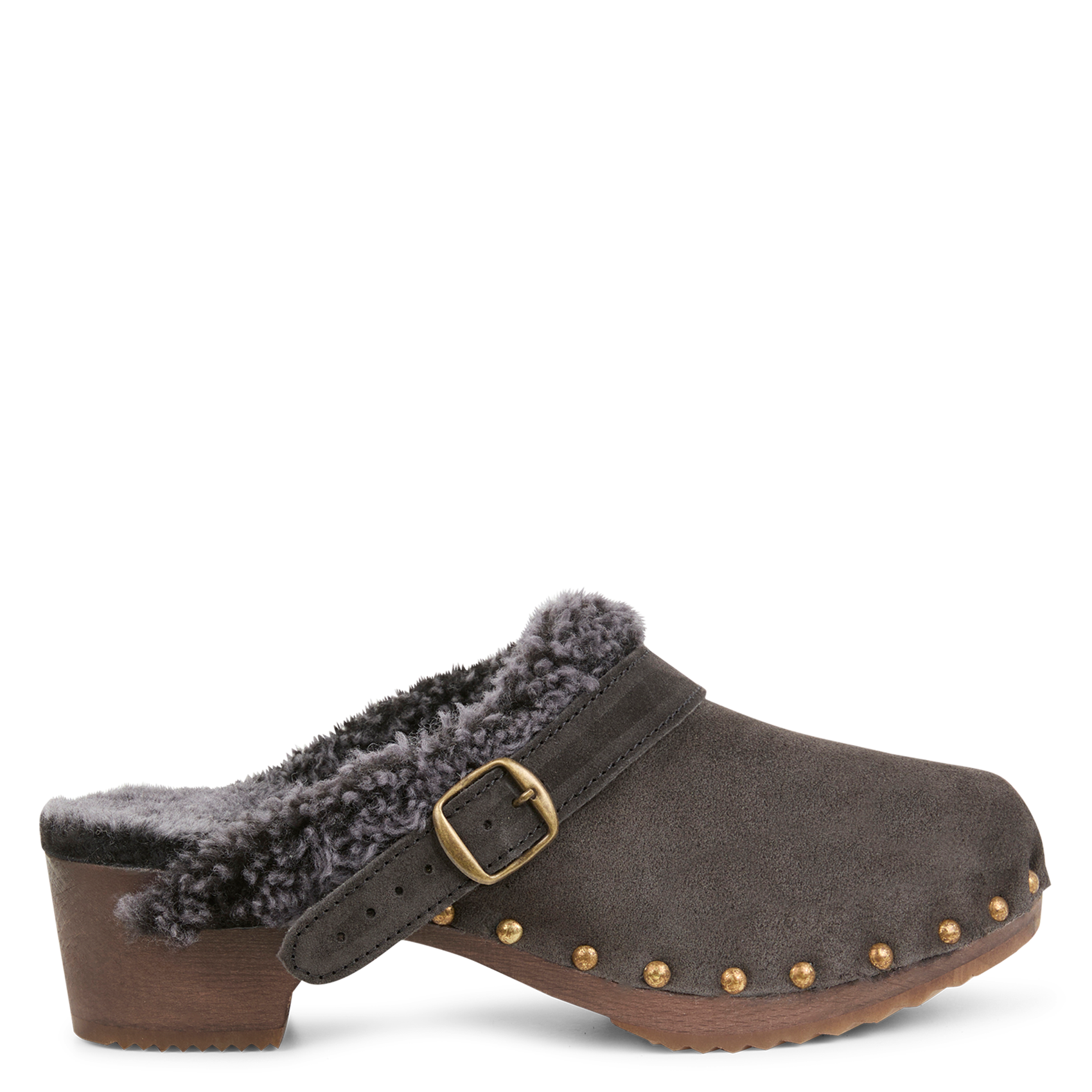 Muilen met bont gevoerd van leer BOSABO Bruin