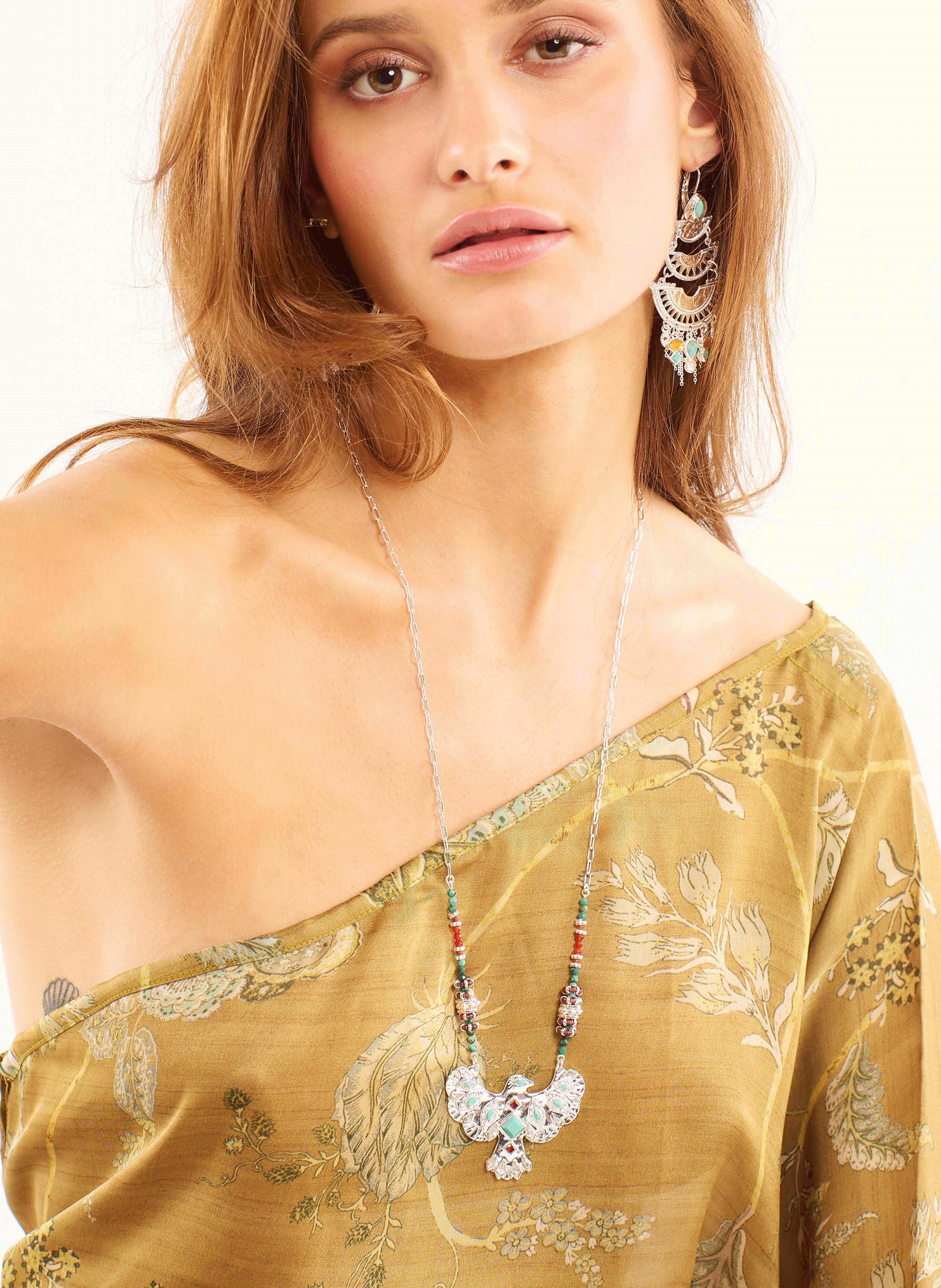 Long necklace with central cabochon HIPANEMA Silver