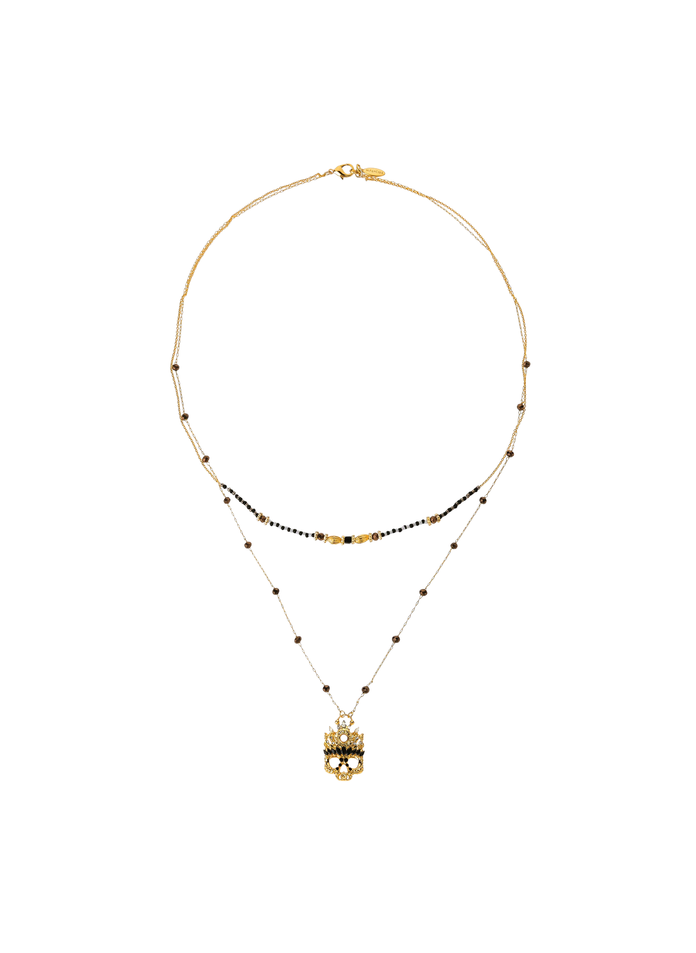 Multilayer necklace with pearls and rhinestone pendant HIPANEMA Black