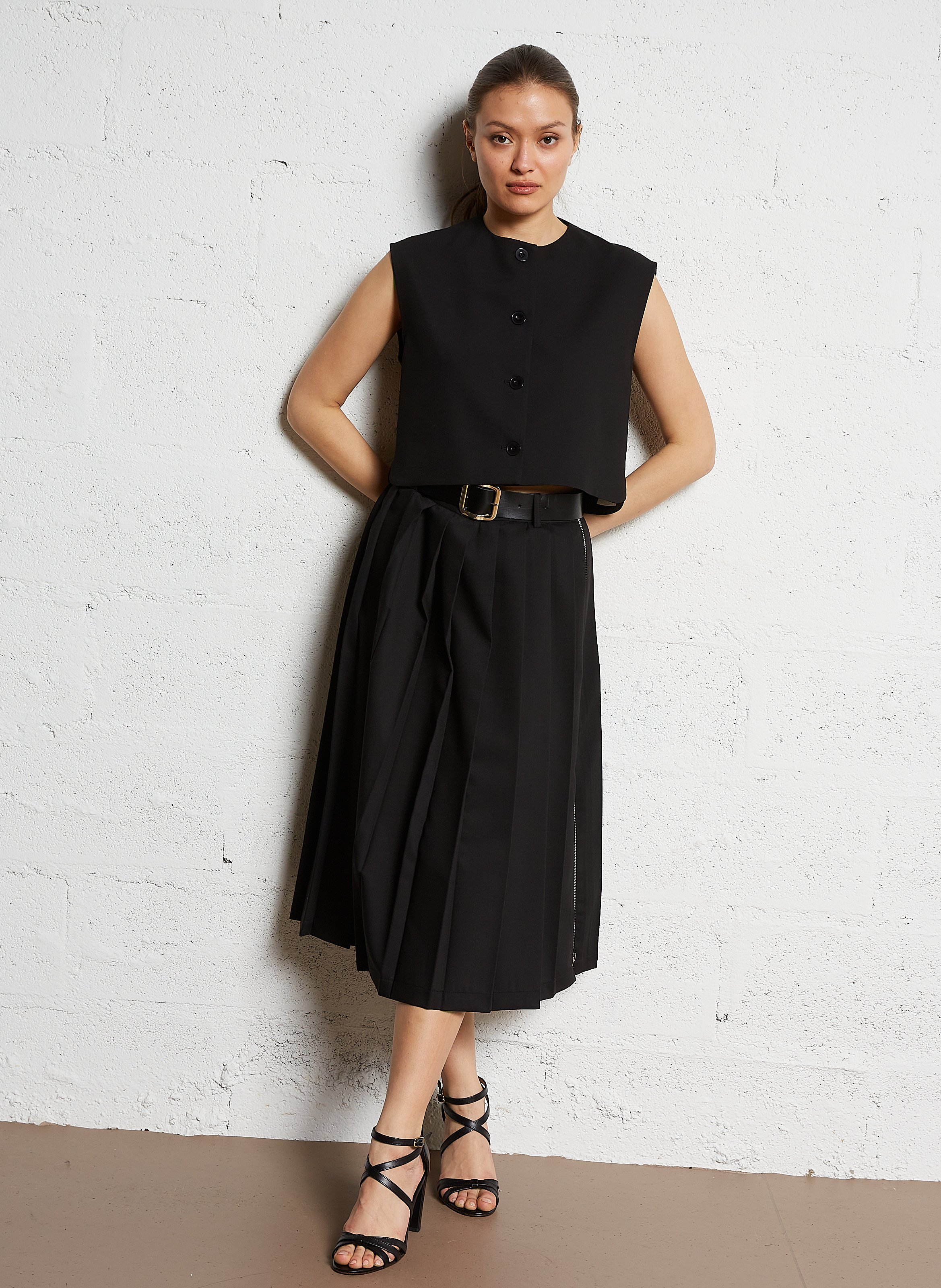 Halflange jurk met plooien en tie-dye-print IMPERIAL Zwart