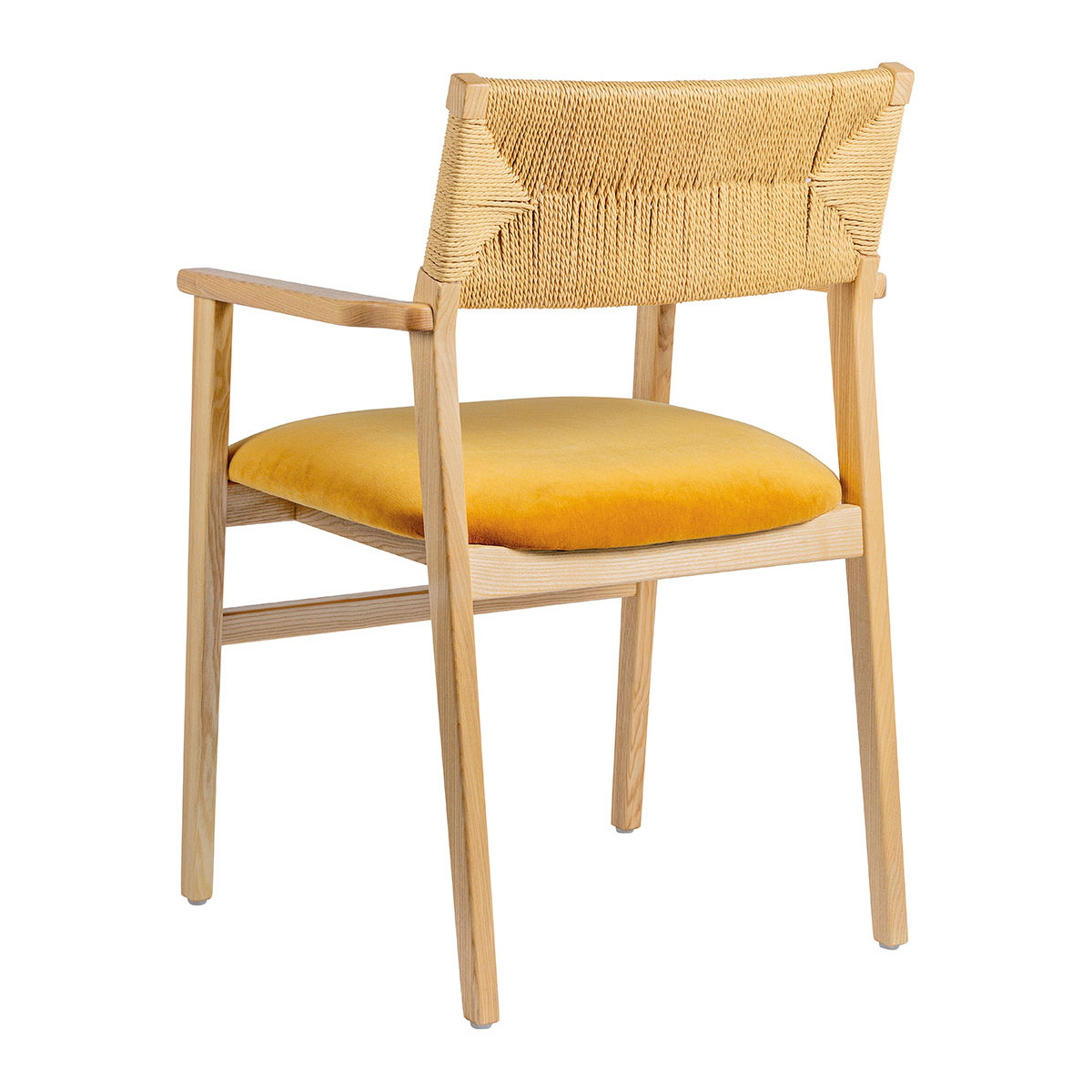 Chaise paloma en corde de papier et velours - safran BLANC D'IVOIRE Jaune