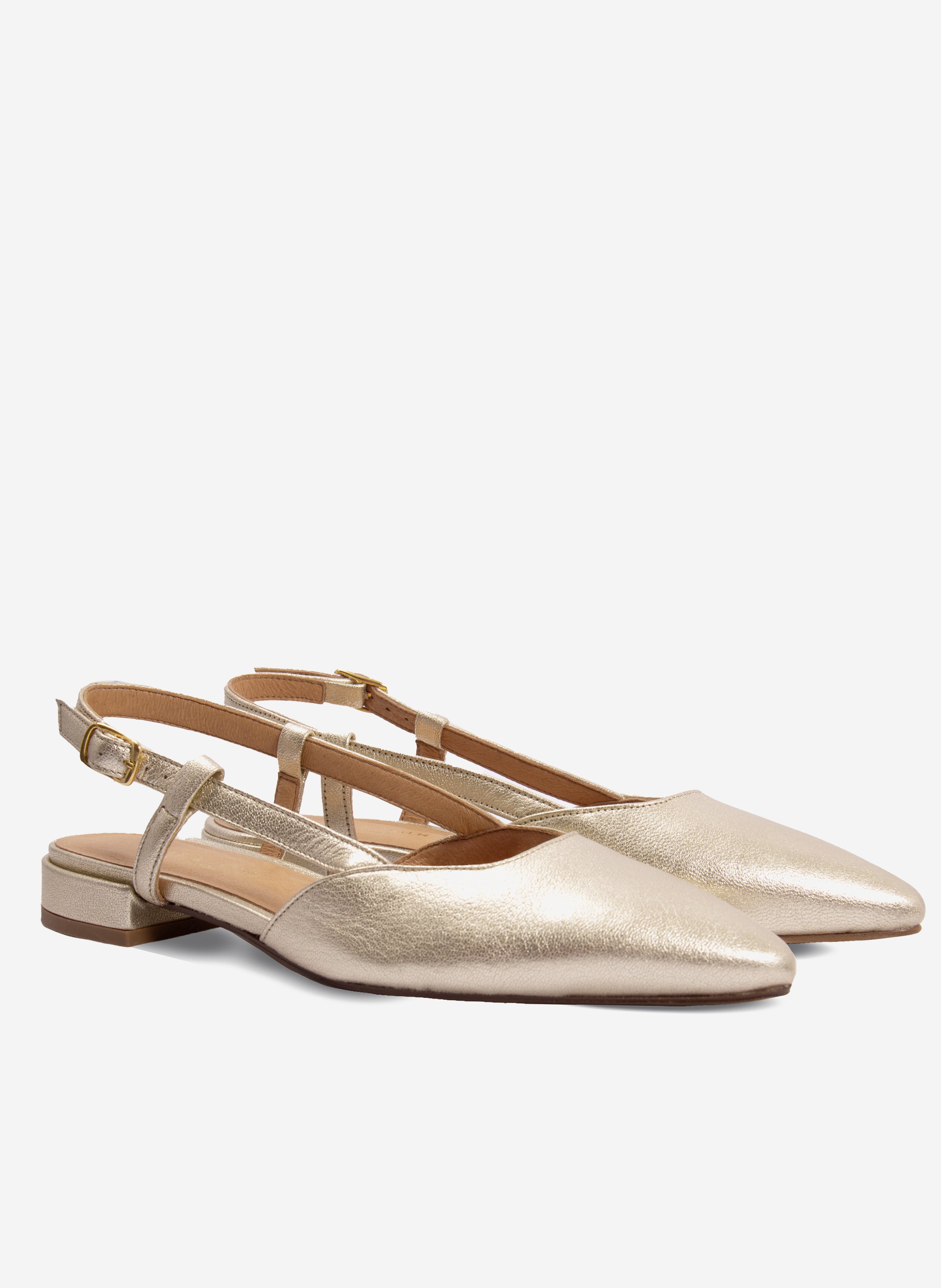 Metallic leather Elise slingback JULES & JENN Golden