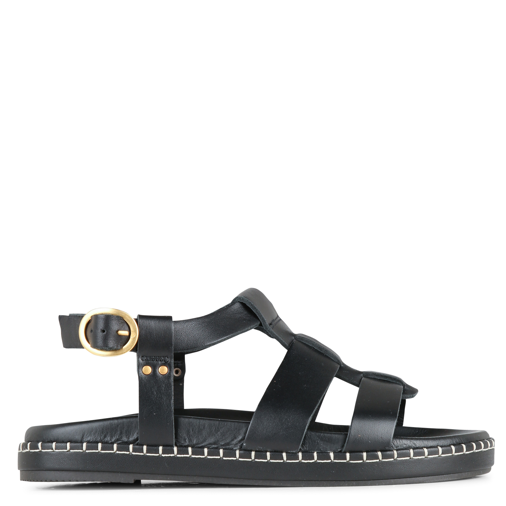 Aouda flat leather sandals MAISON TOUFET Black