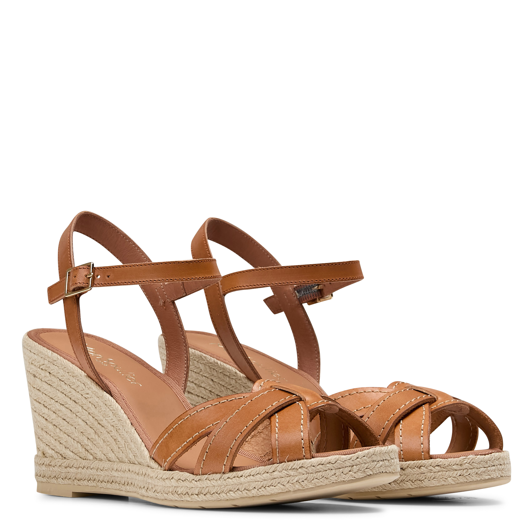 Heeled leather sandals MON SOULIER Beige