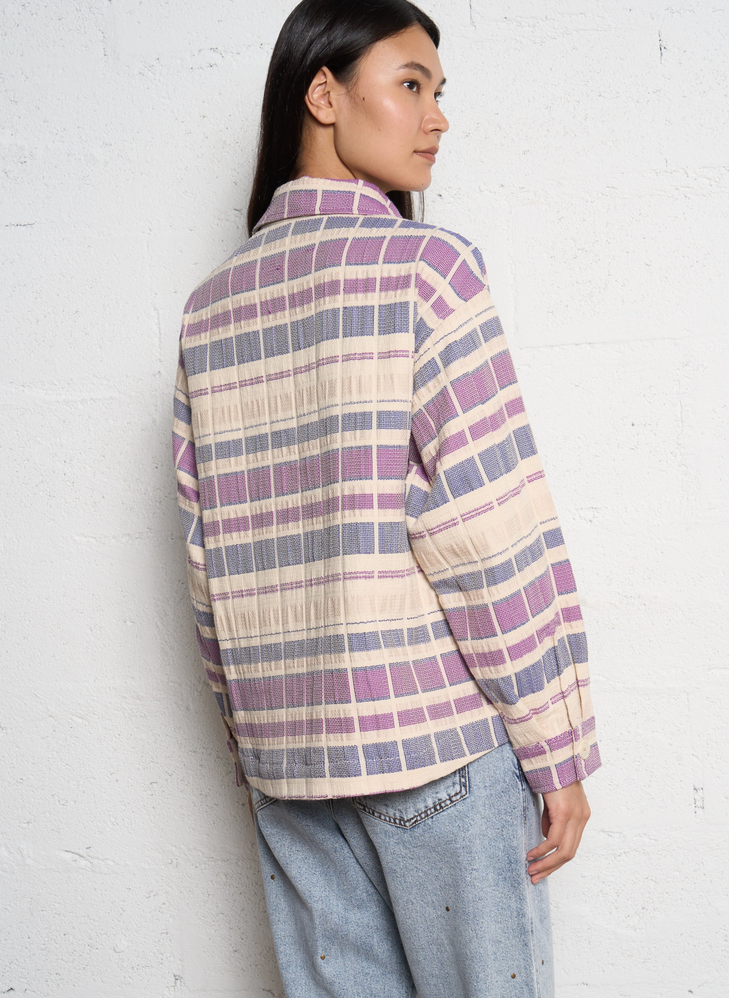 Veste ample col classique en coton mélangé TINSELS Bleu