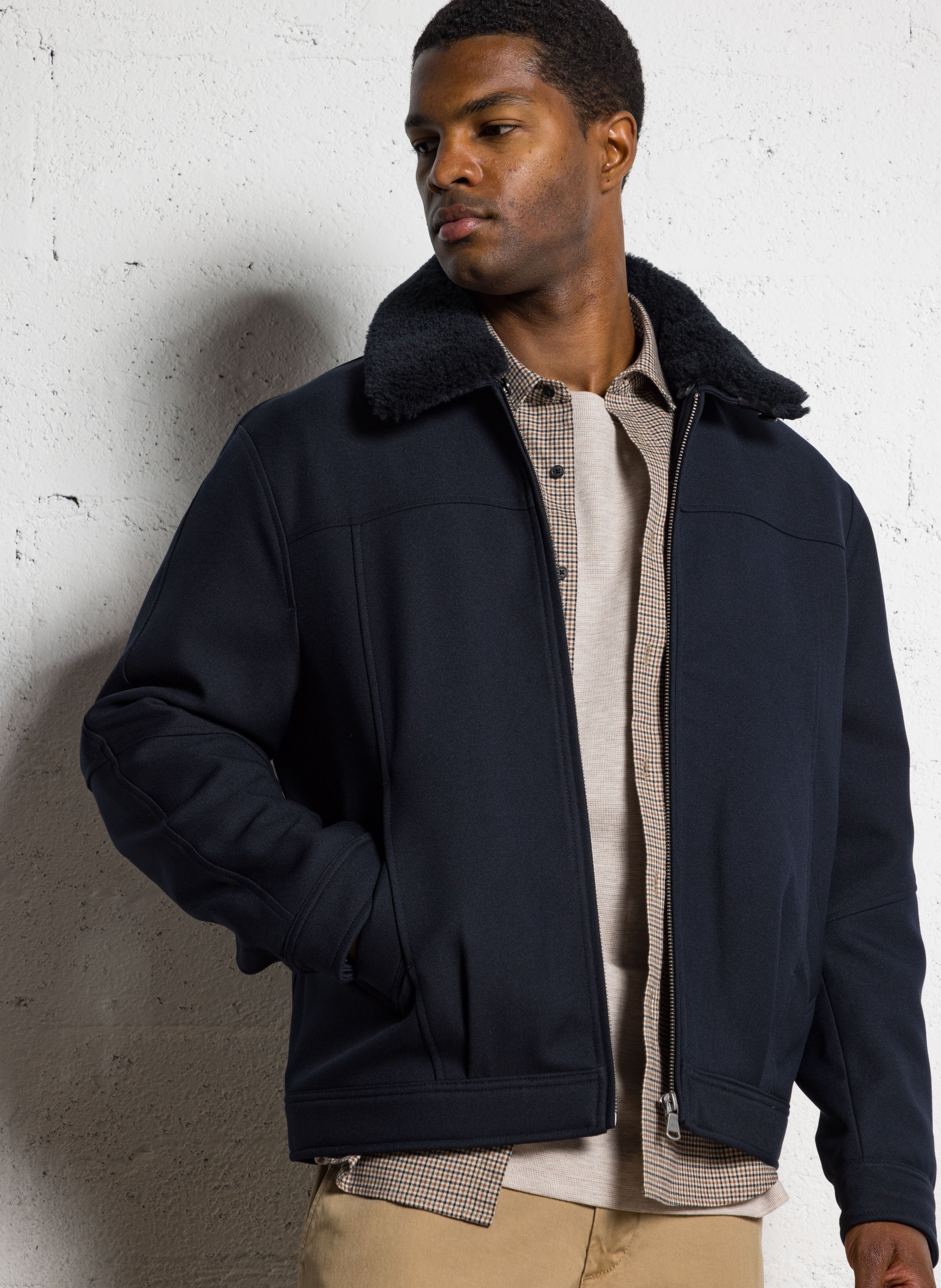 Short bomber jacket with removable collar IKKS Blue