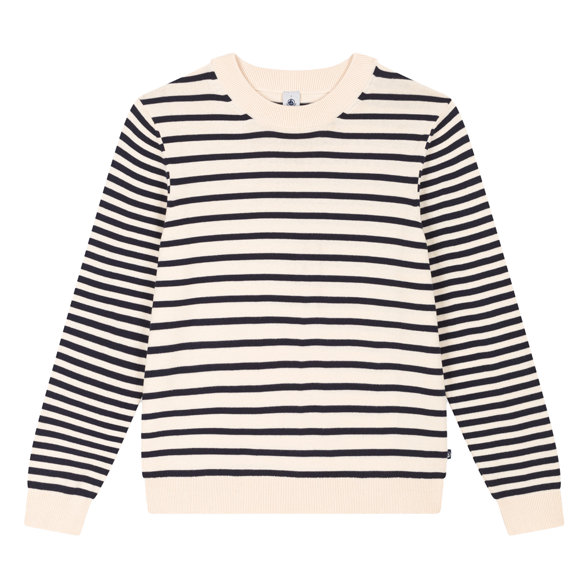 Pull droit à rayures en coton PETIT BATEAU Blanc