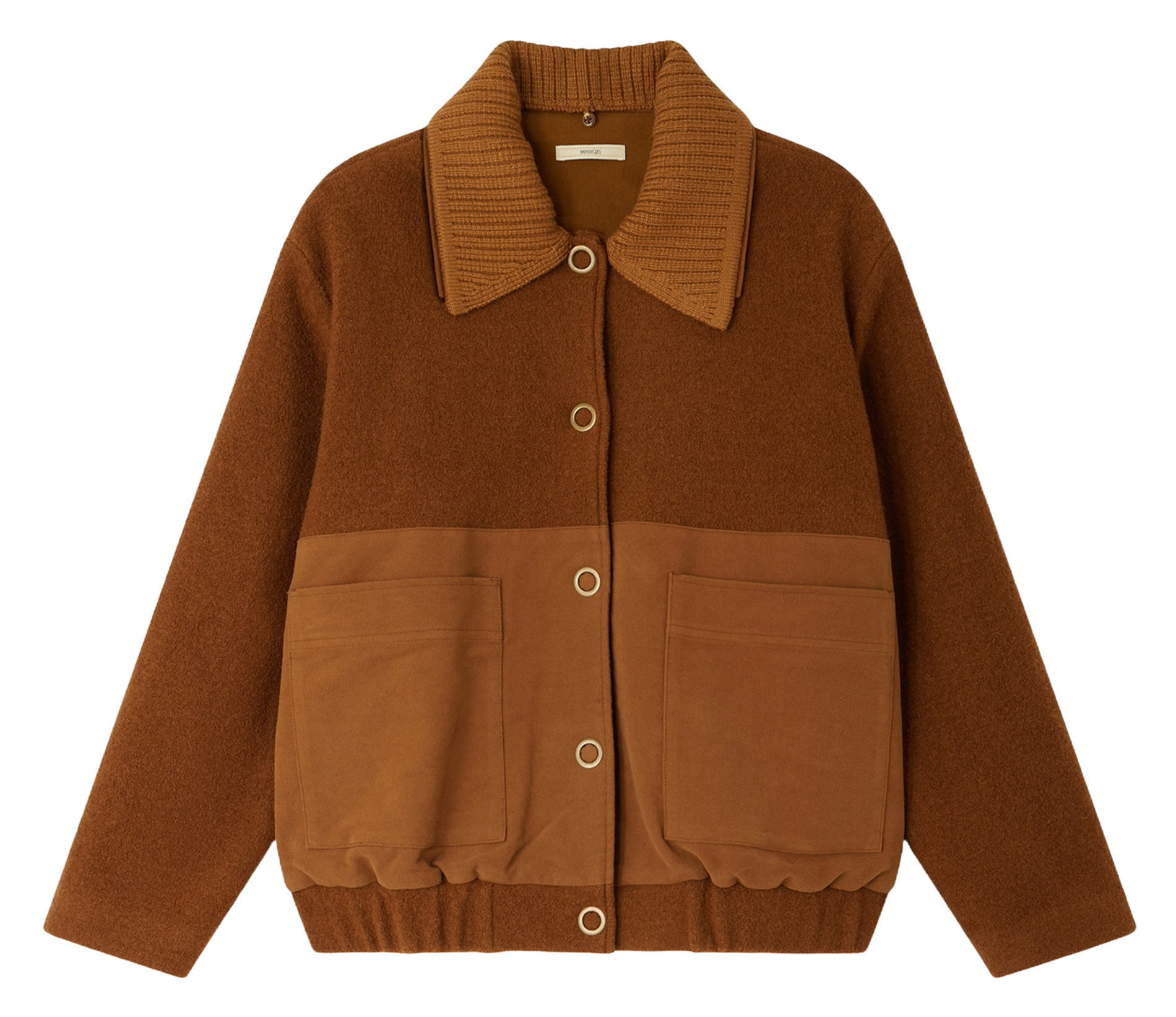 Veste oversize col classique en laine SESSUN Marron