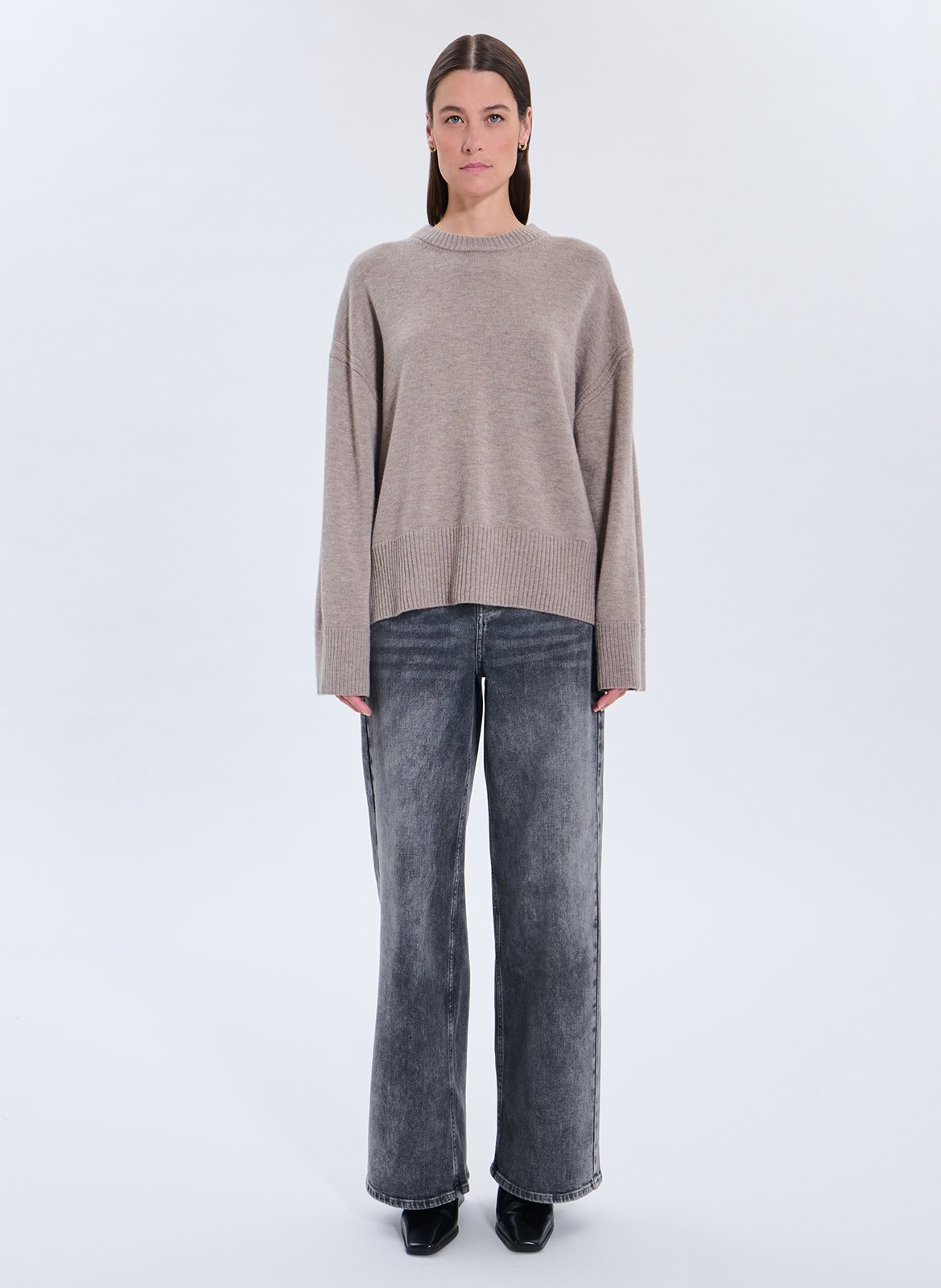 Pull col rond en laine ZAPA Beige