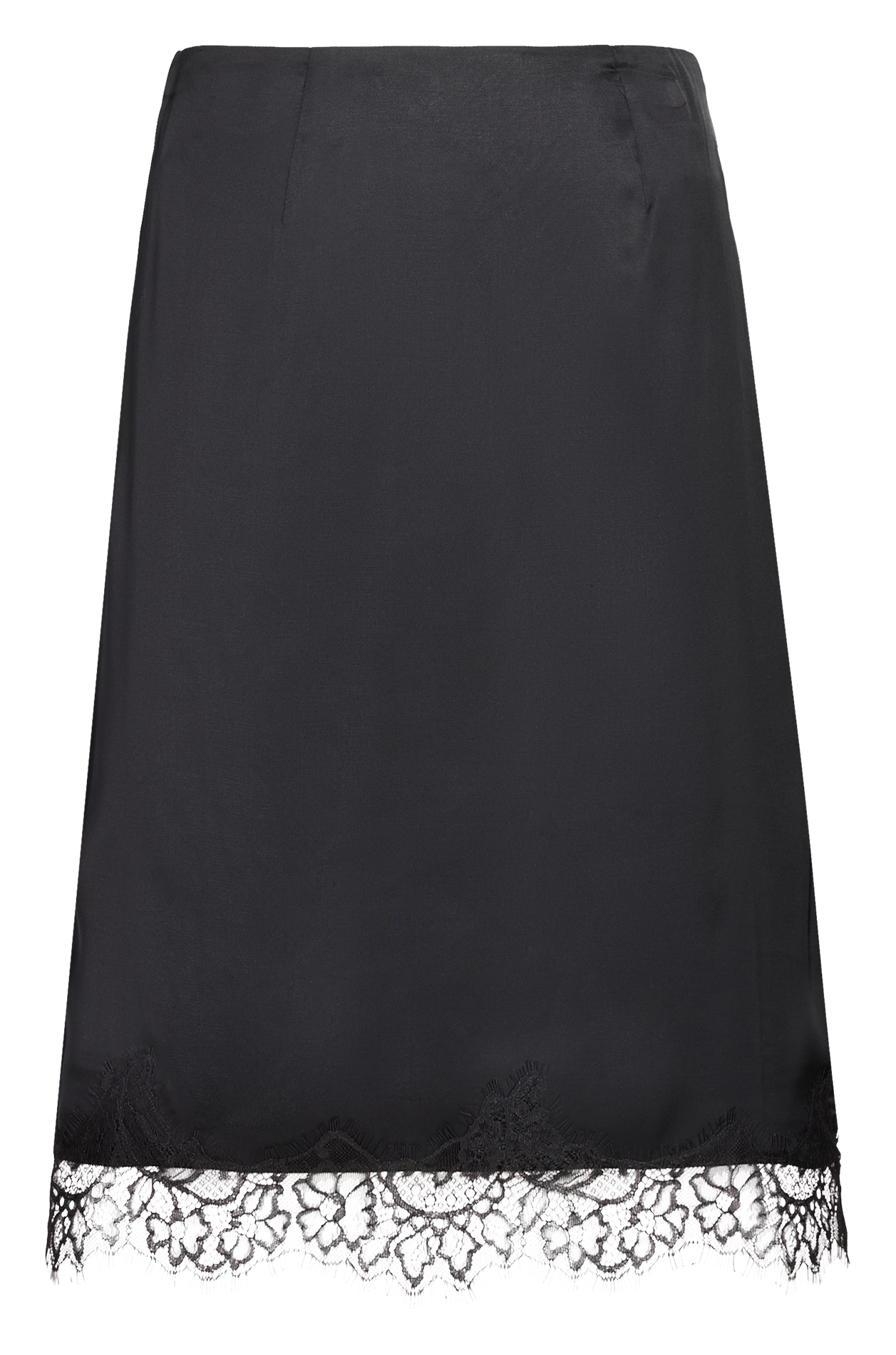 Short satin skirt with plain lace SAISON 1865 Black