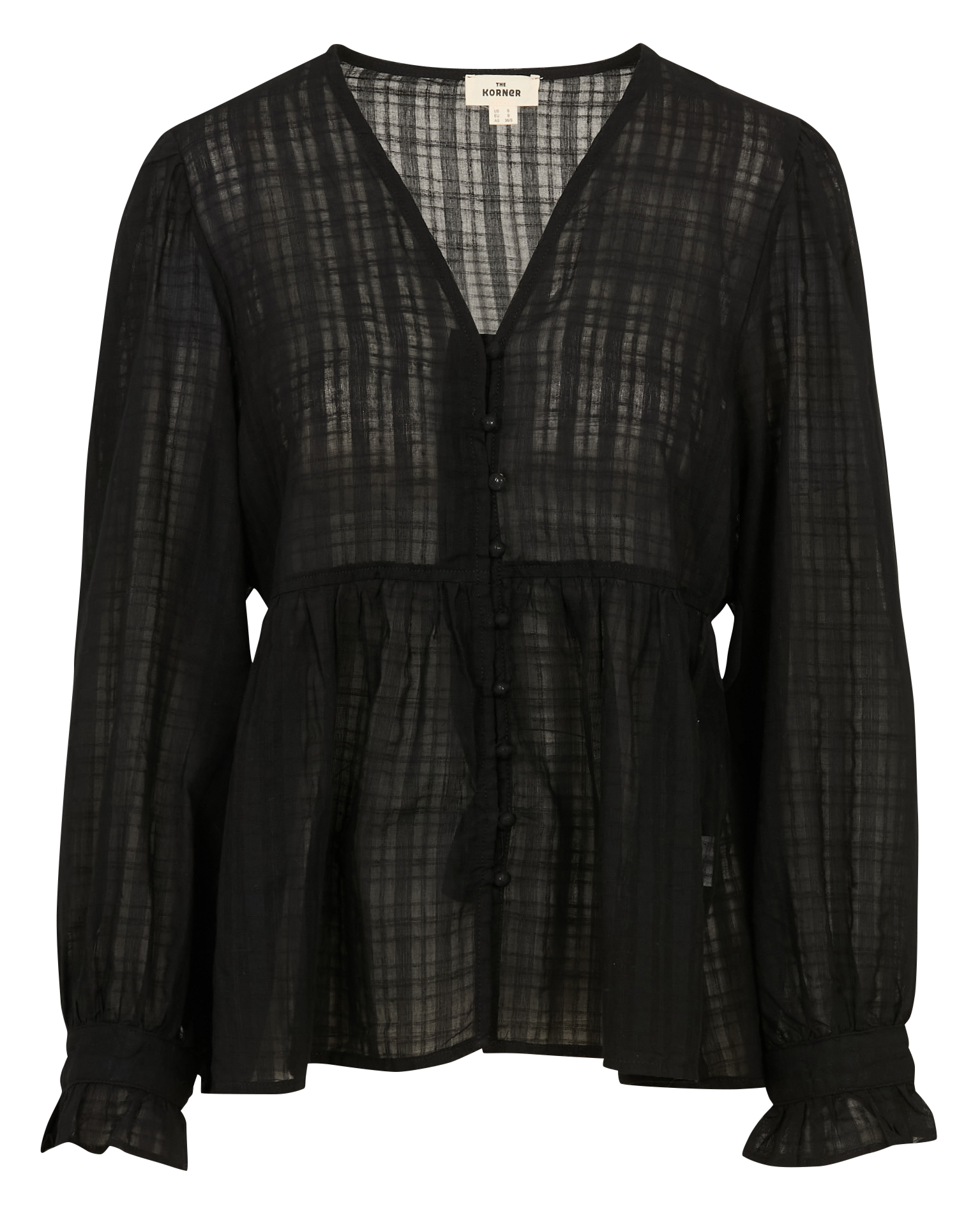 Baumwollbluse mit V-Ausschnitt THE KORNER Schwarz