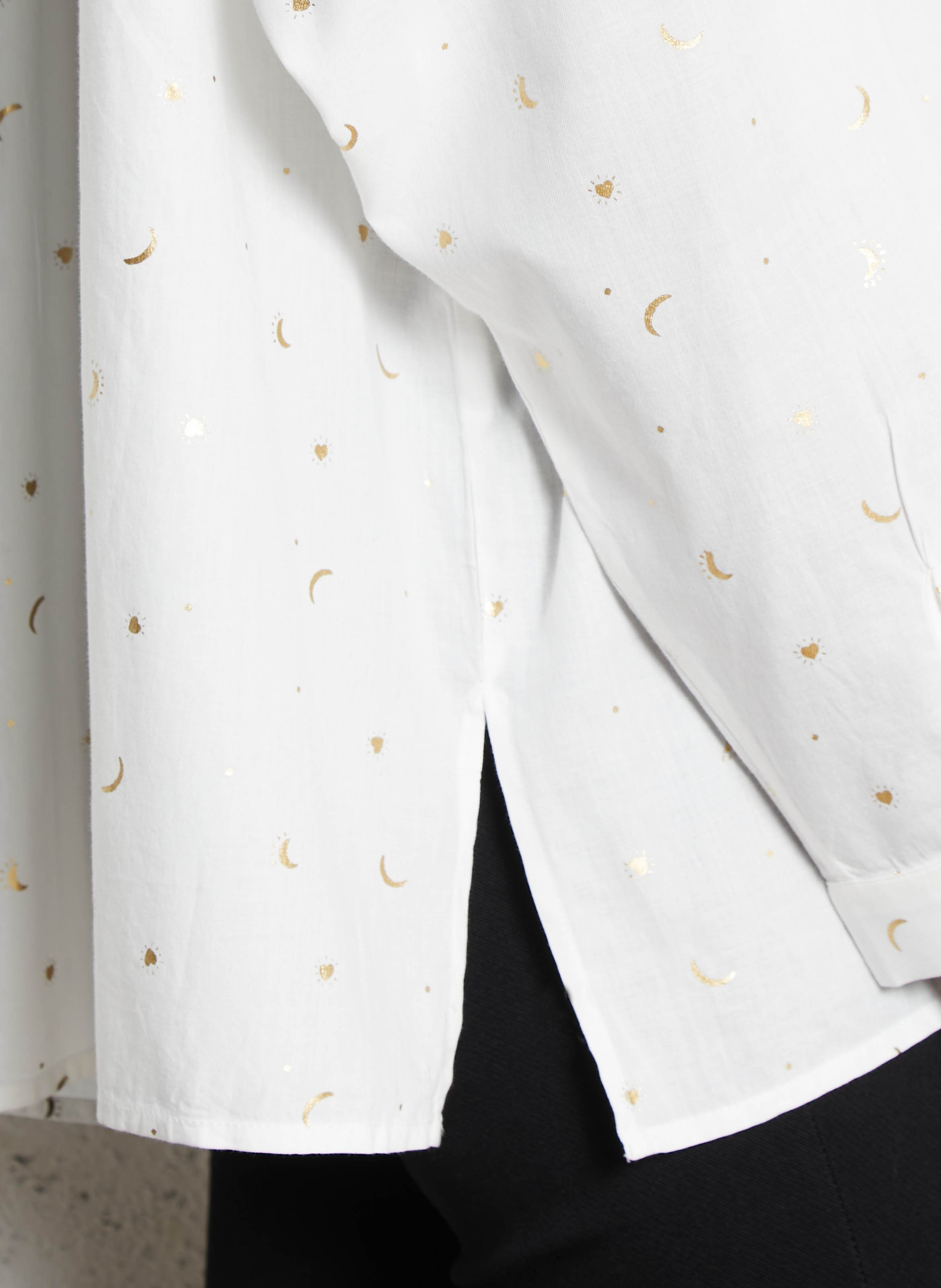 Straight printed cotton shirt White