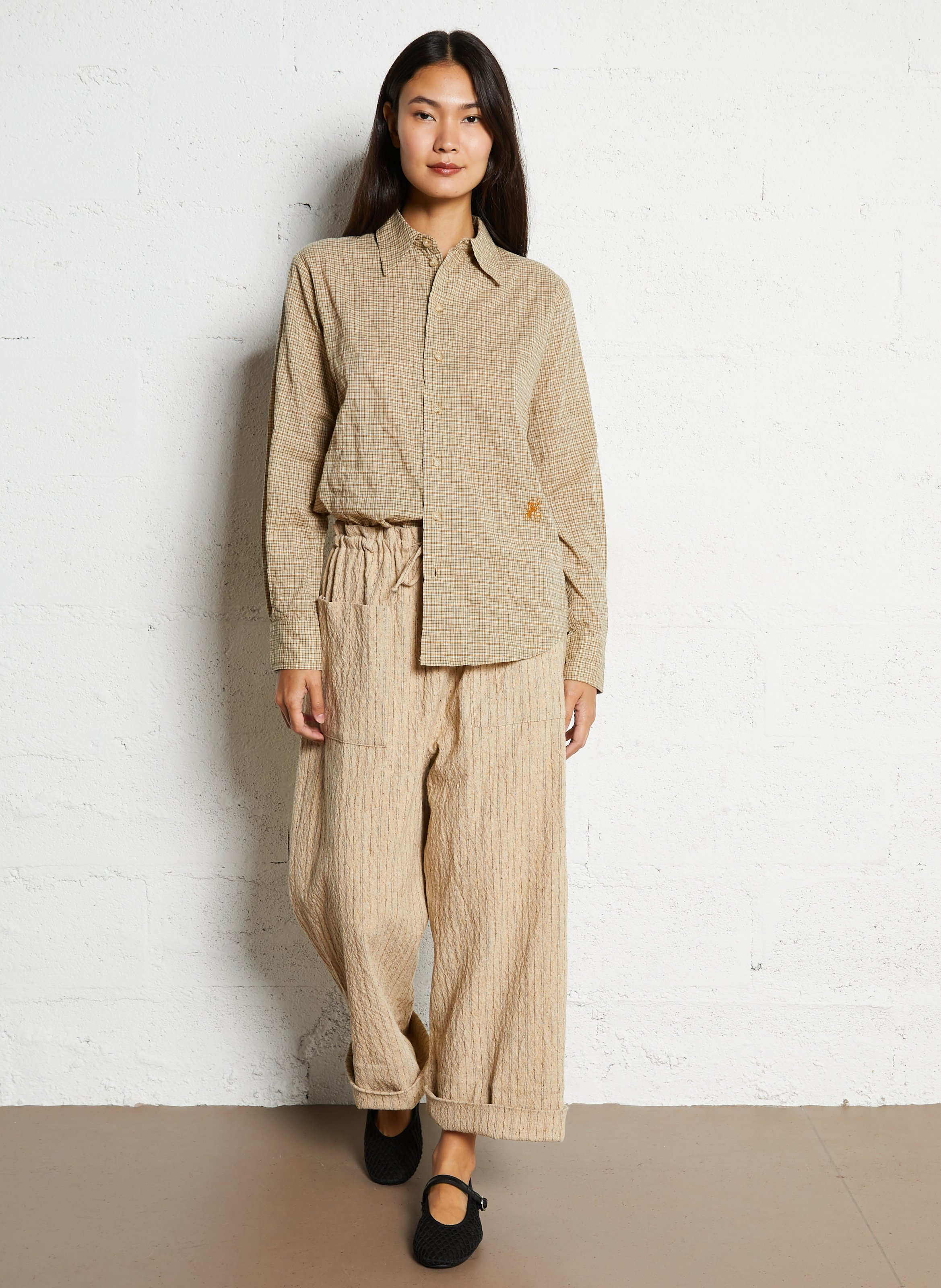 Straight-fit broek van wolmix HOD PARIS Beige