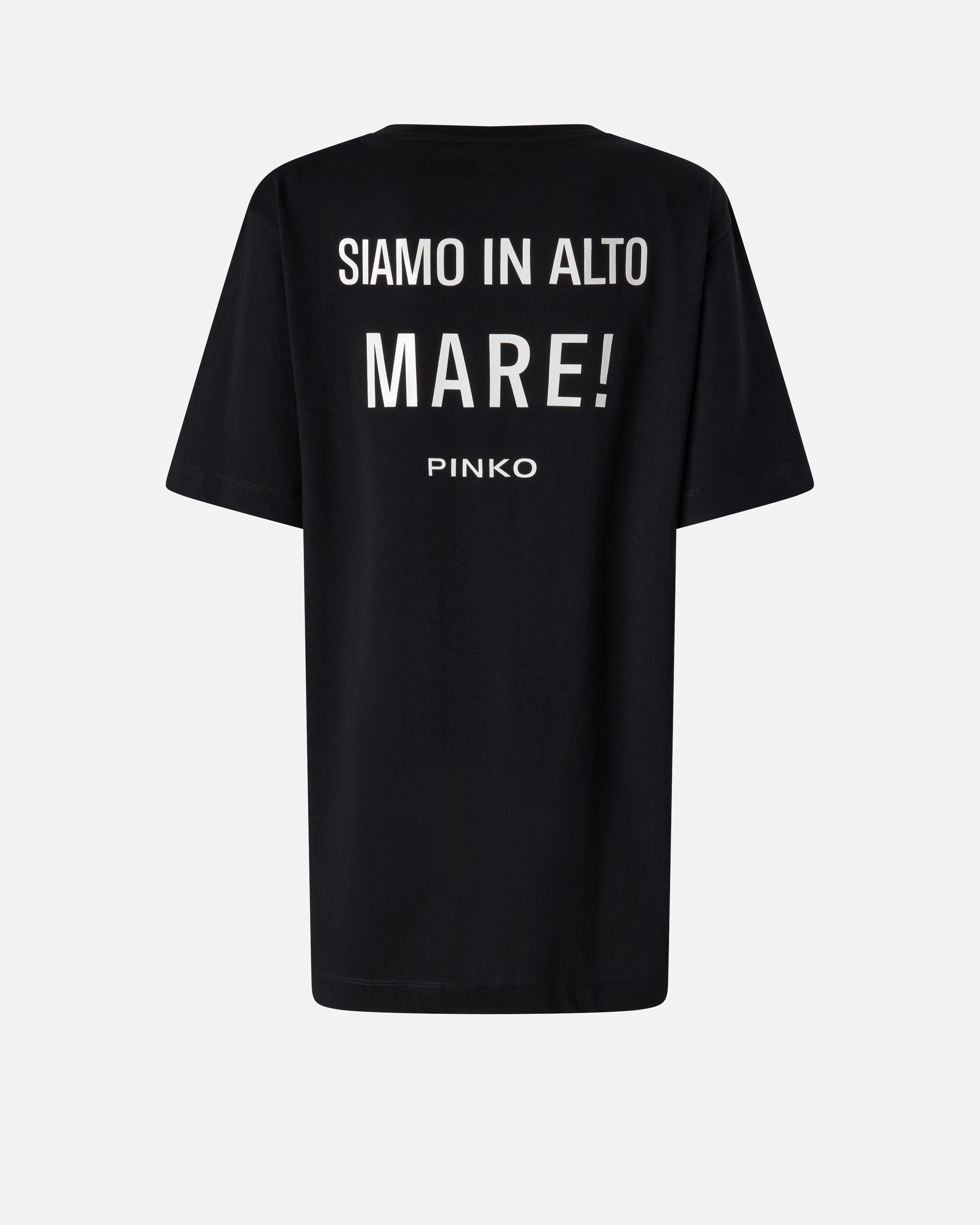 Oversized long t-shirt with print and embroidery PINKO Black