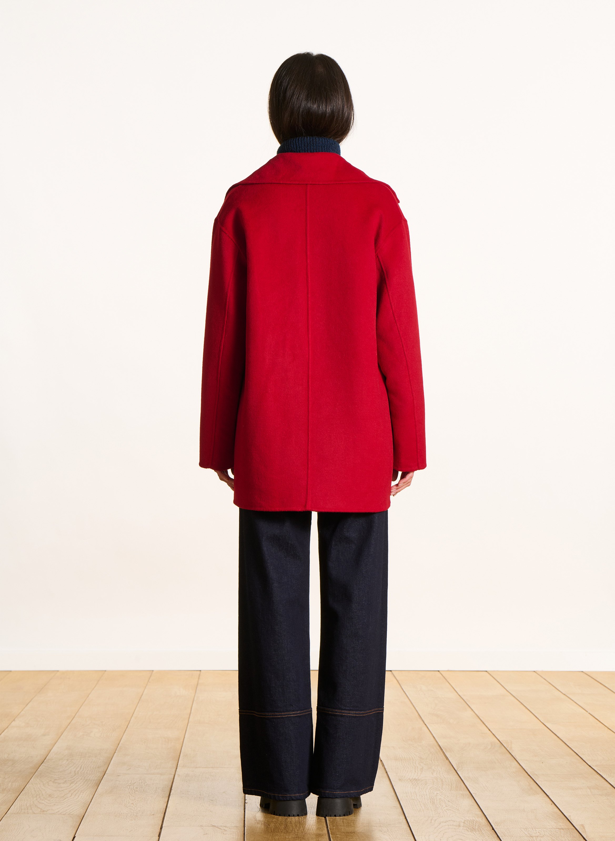 Oversized mantel met knopen in gemengde wol LA FEE MARABOUTEE Rood