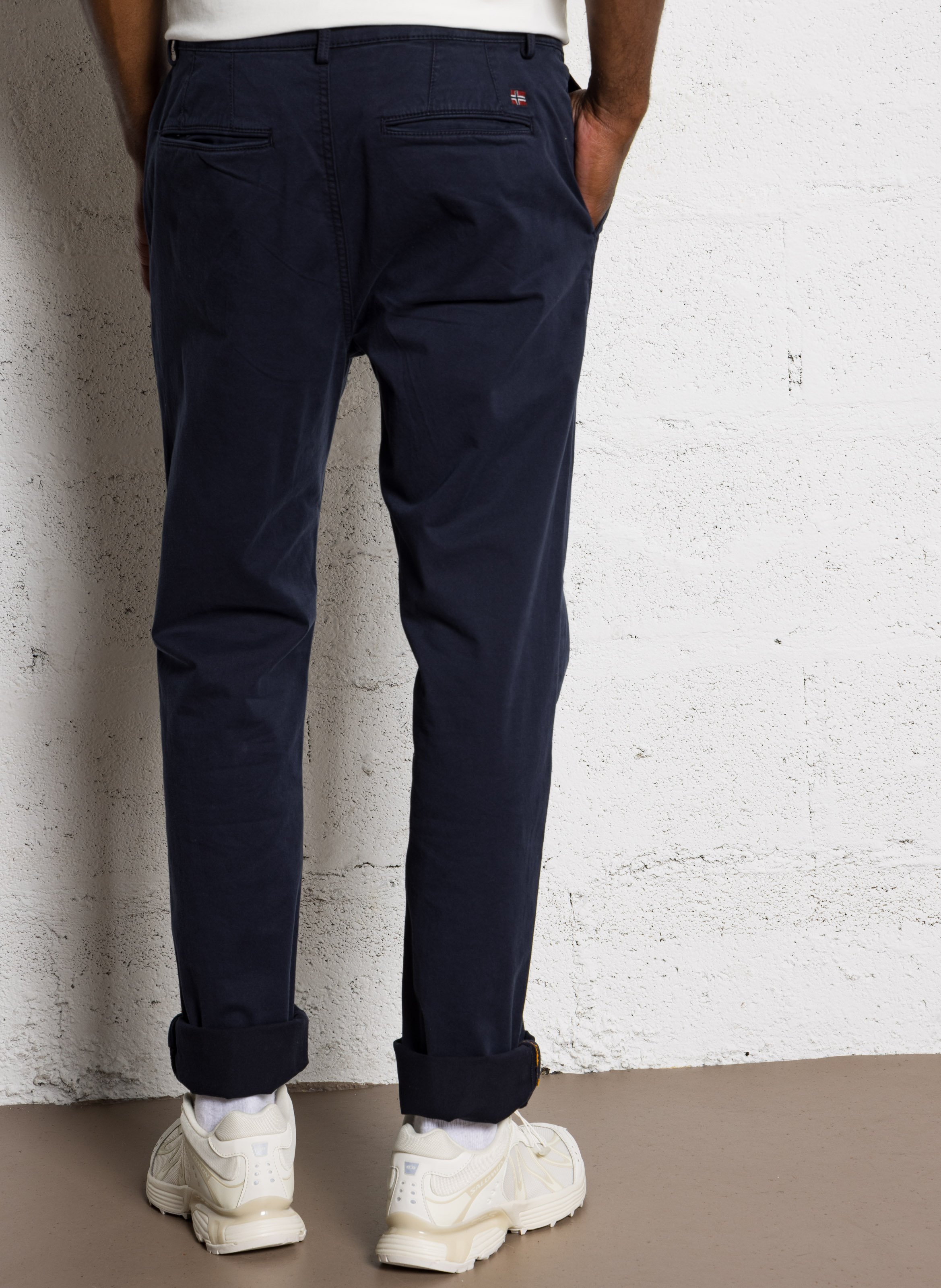 Pantalon droit en coton mélangé NAPAPIJRI Bleu