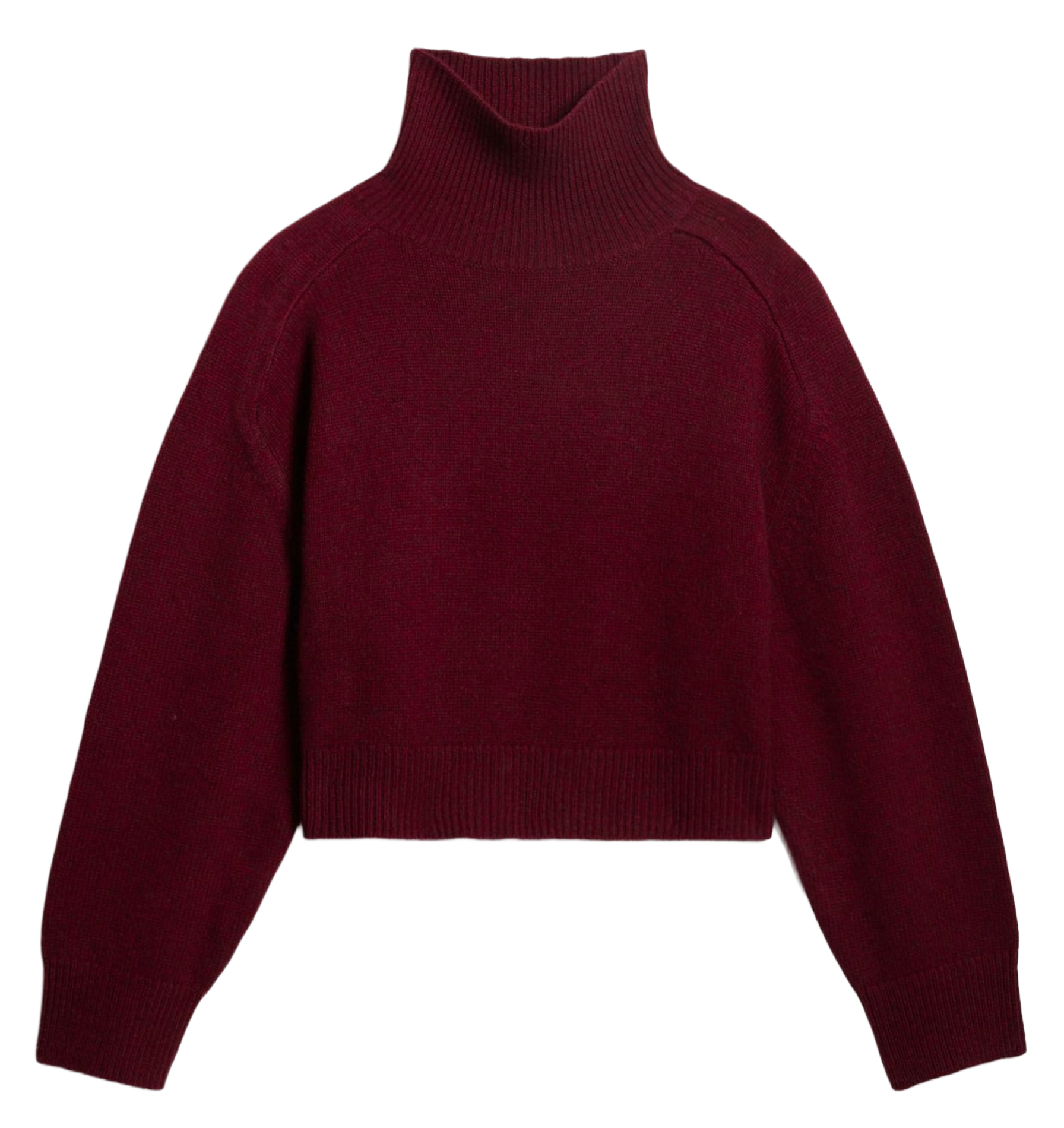 Cropped Rollkragenpullover aus Wolle und Yak-Wolle Rot