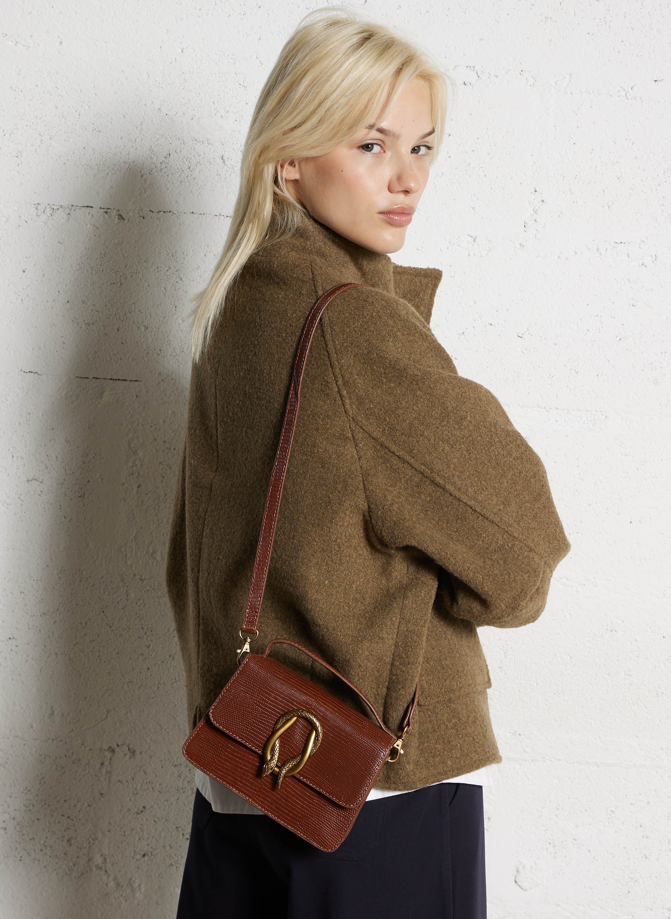 Sac bandoulière en cuir MAISON 123 Beige