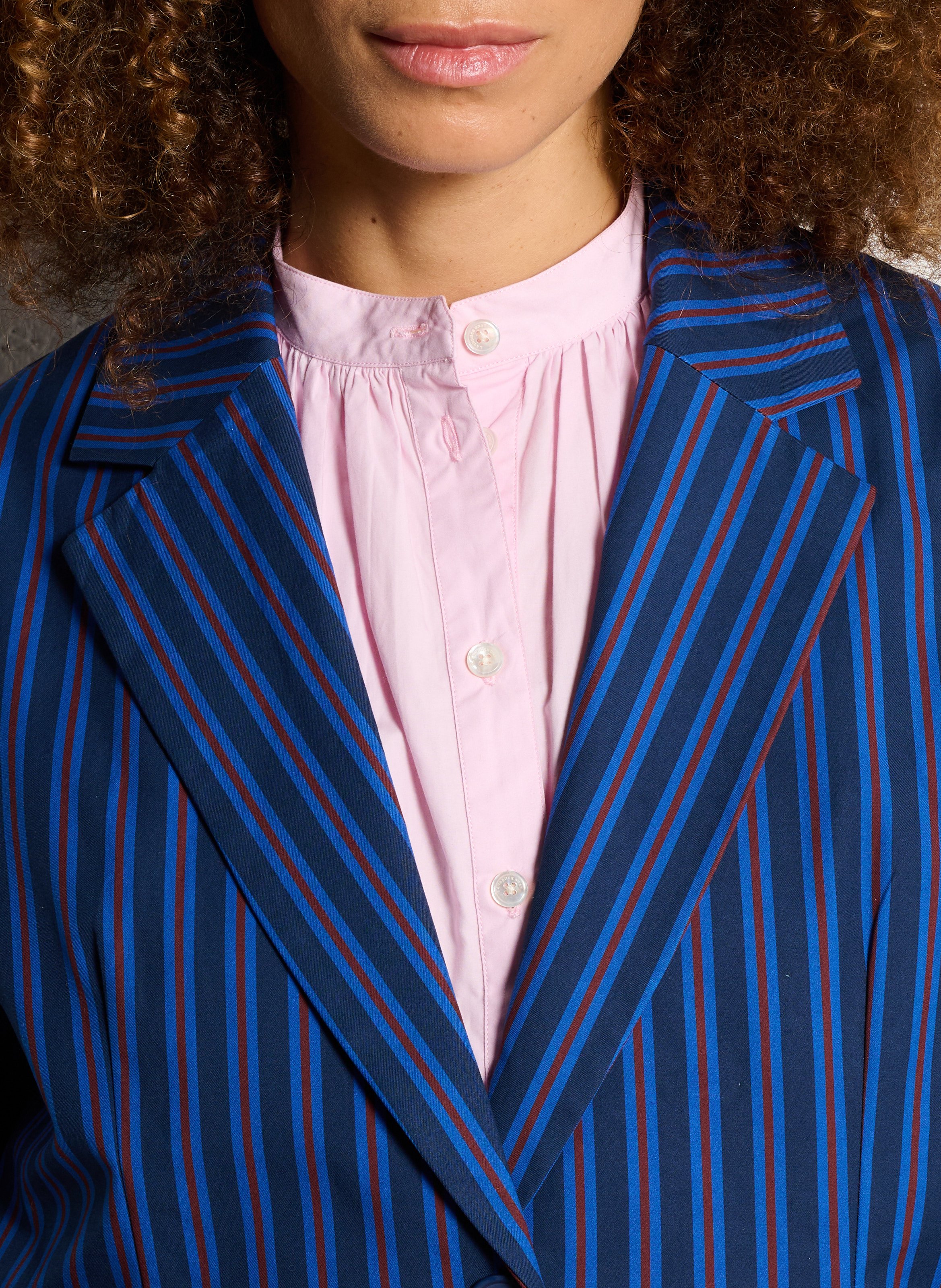 Straight cotton blazer coat THE TINY BIG SISTER Blue