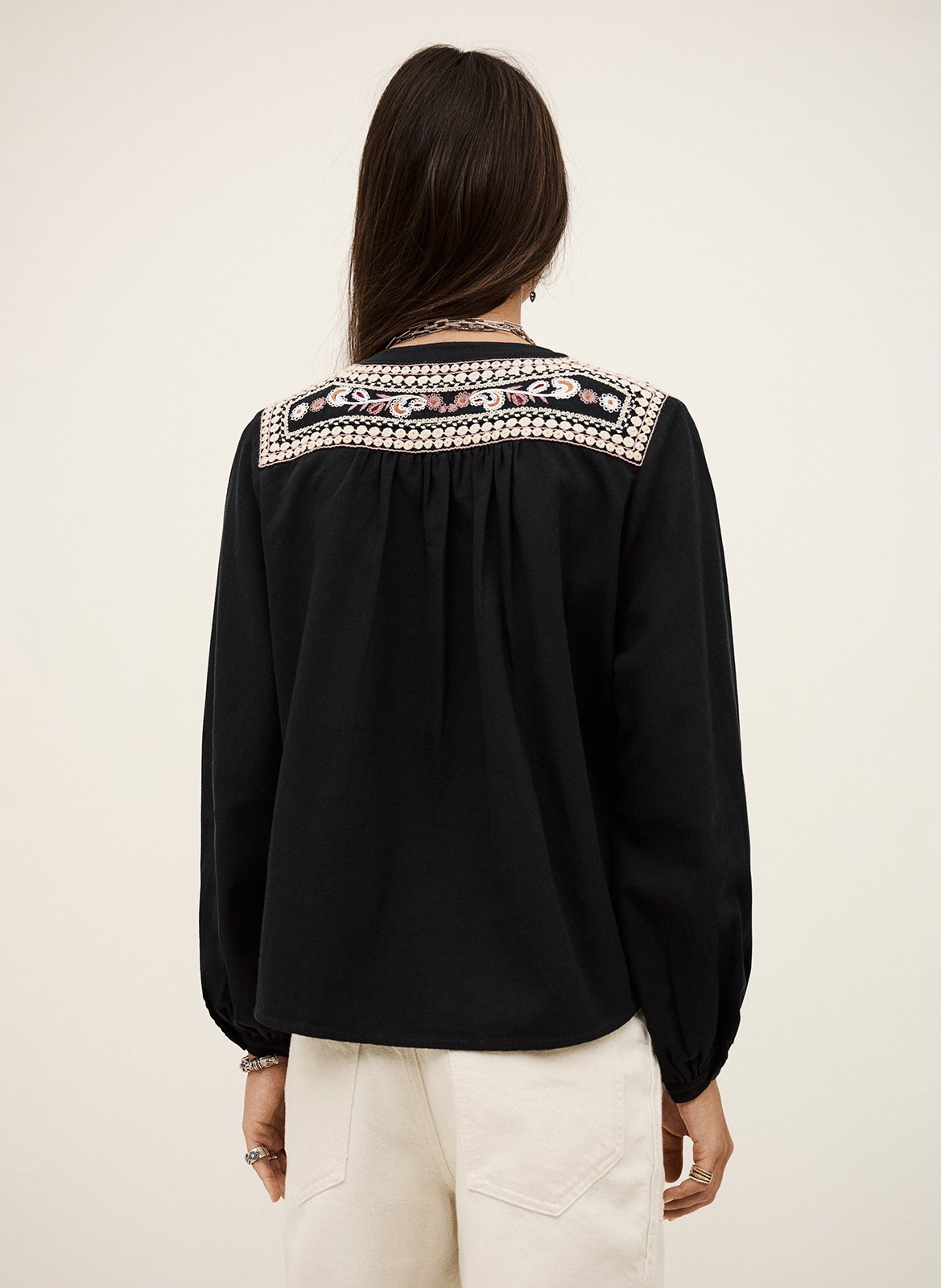 Top droit col rond en coton BA&SH Noir