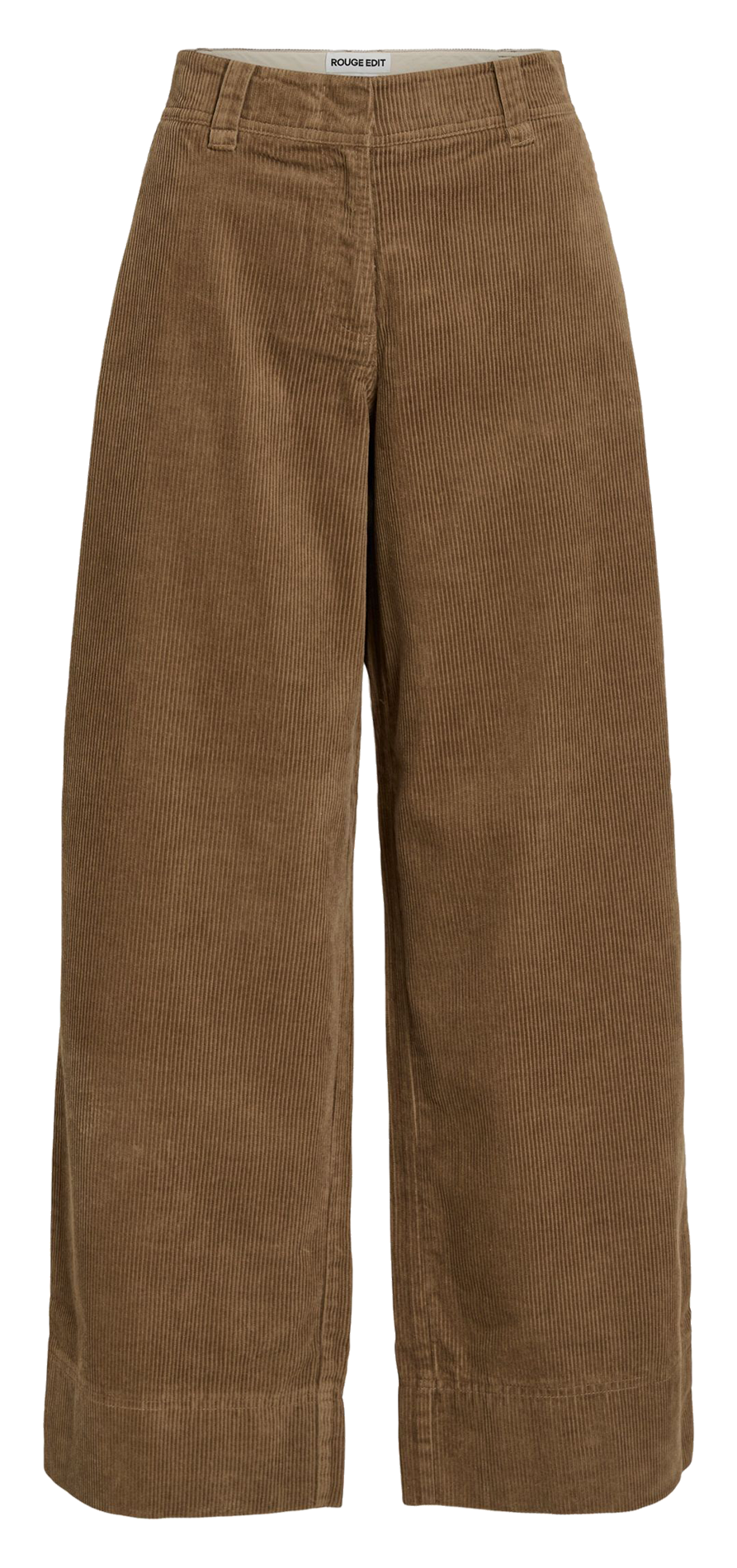 Pantalon large taille haute en coton côtelé ROUGE EDIT Marron