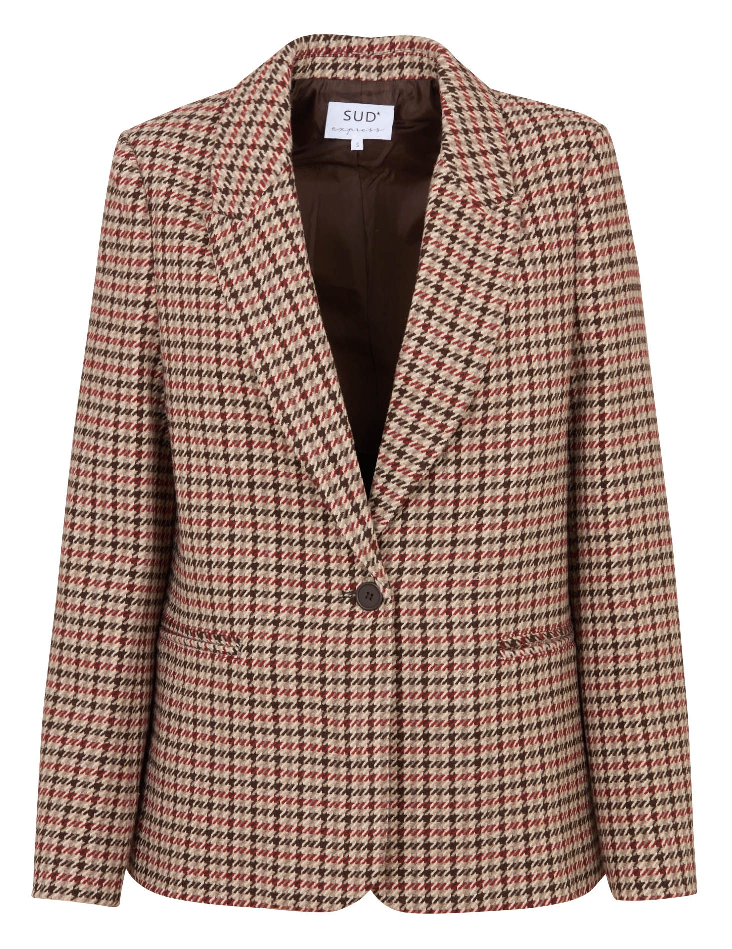 Veste de tailleur pied de poule SUD EXPRESS Rouge