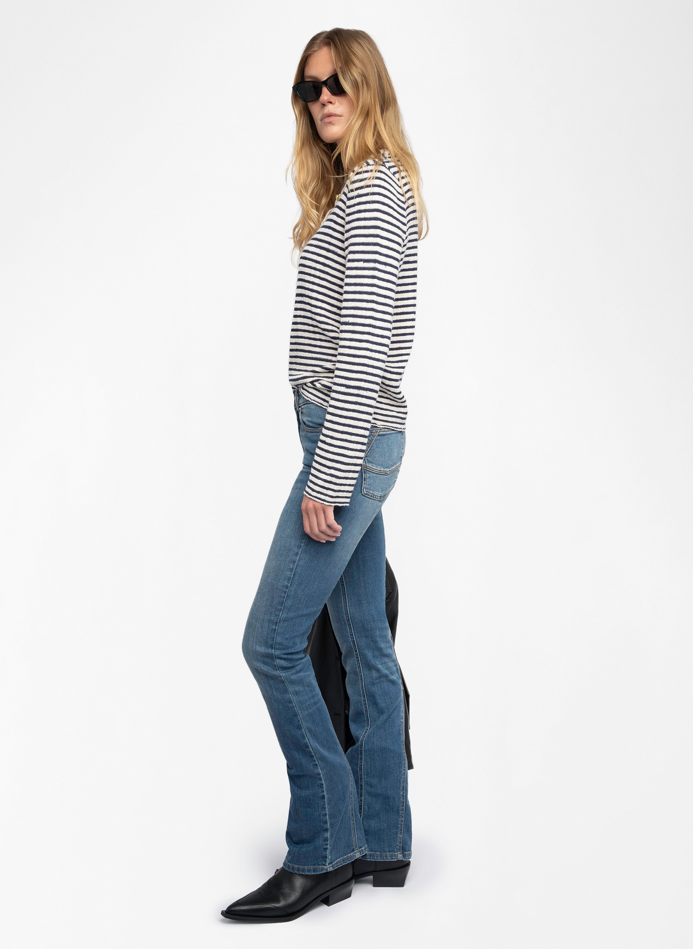 Pull boutonné rayé en coton mélangé ZADIG&VOLTAIRE Bleu