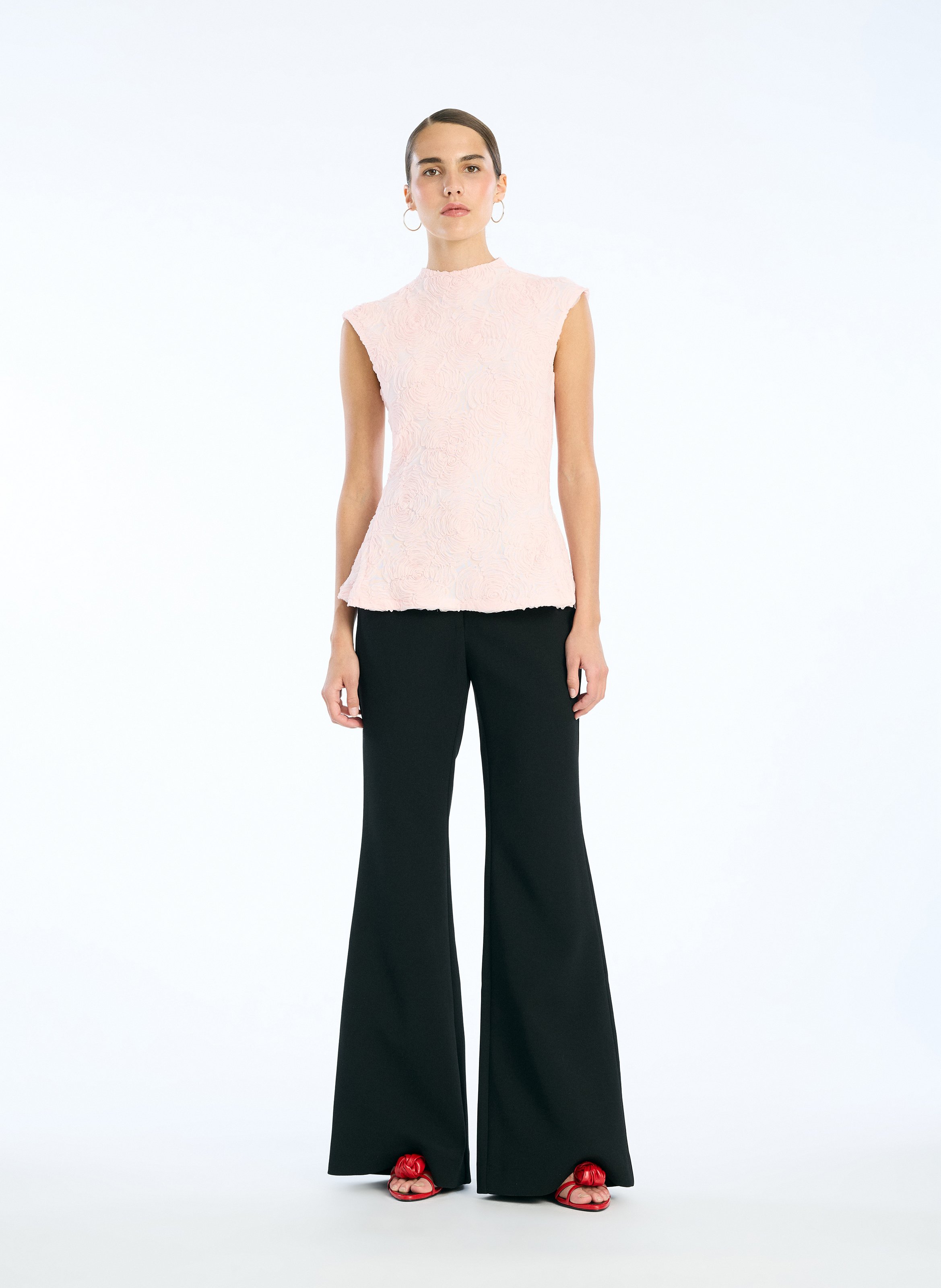 Sleeveless Floral Jacquard Top ROTATE Purple