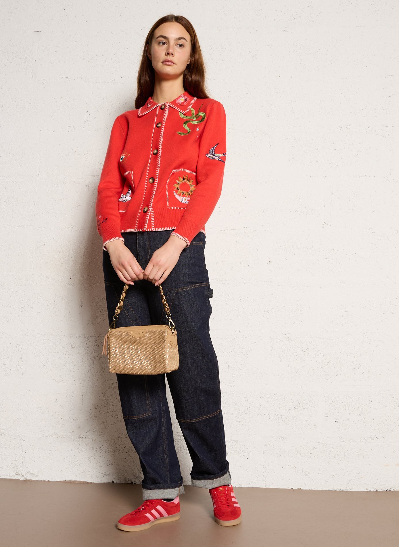 Dori leather shoulder bag MILA LOUISE Beige