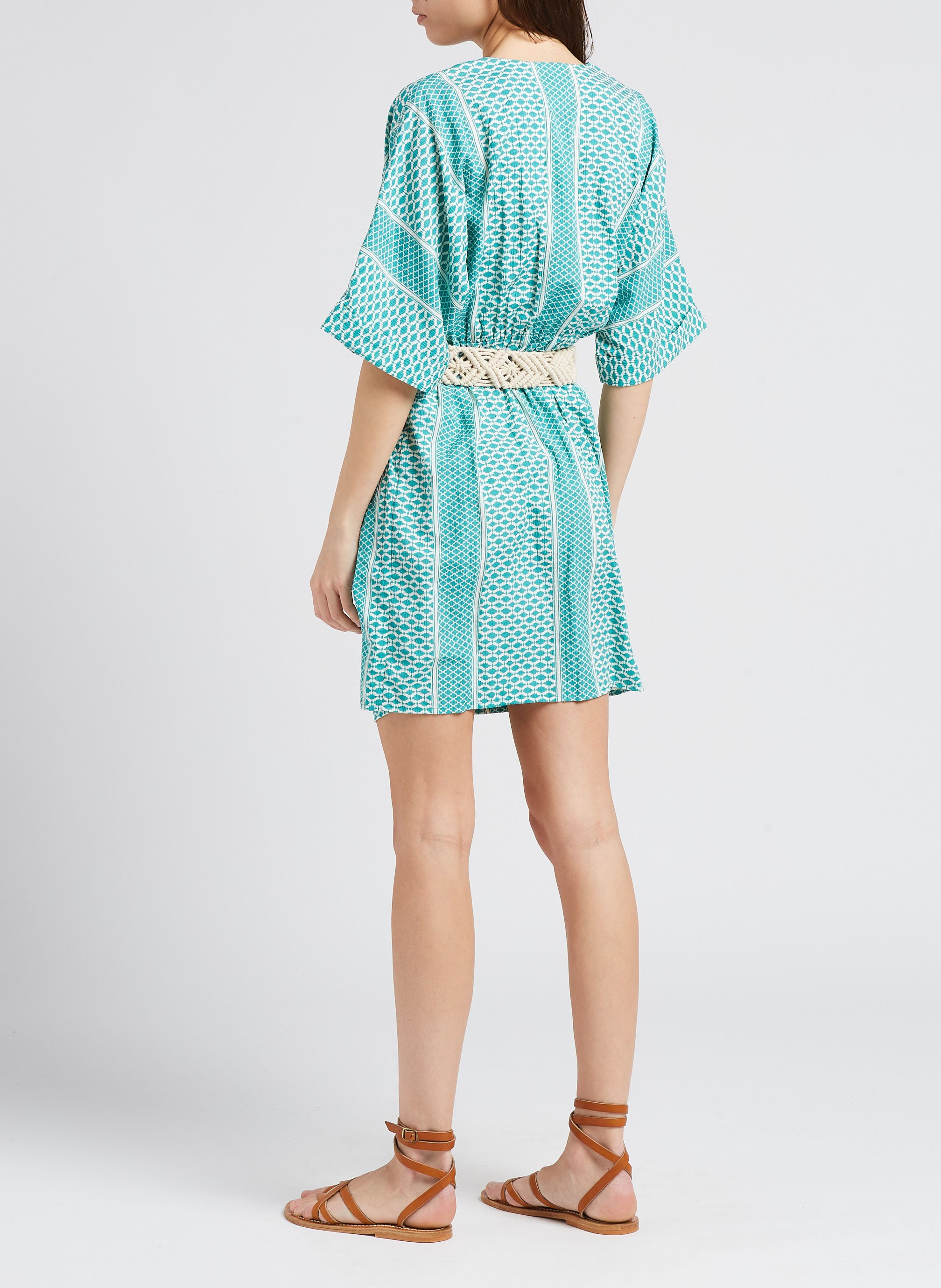 Robe courte col V imprimée VILA Vert