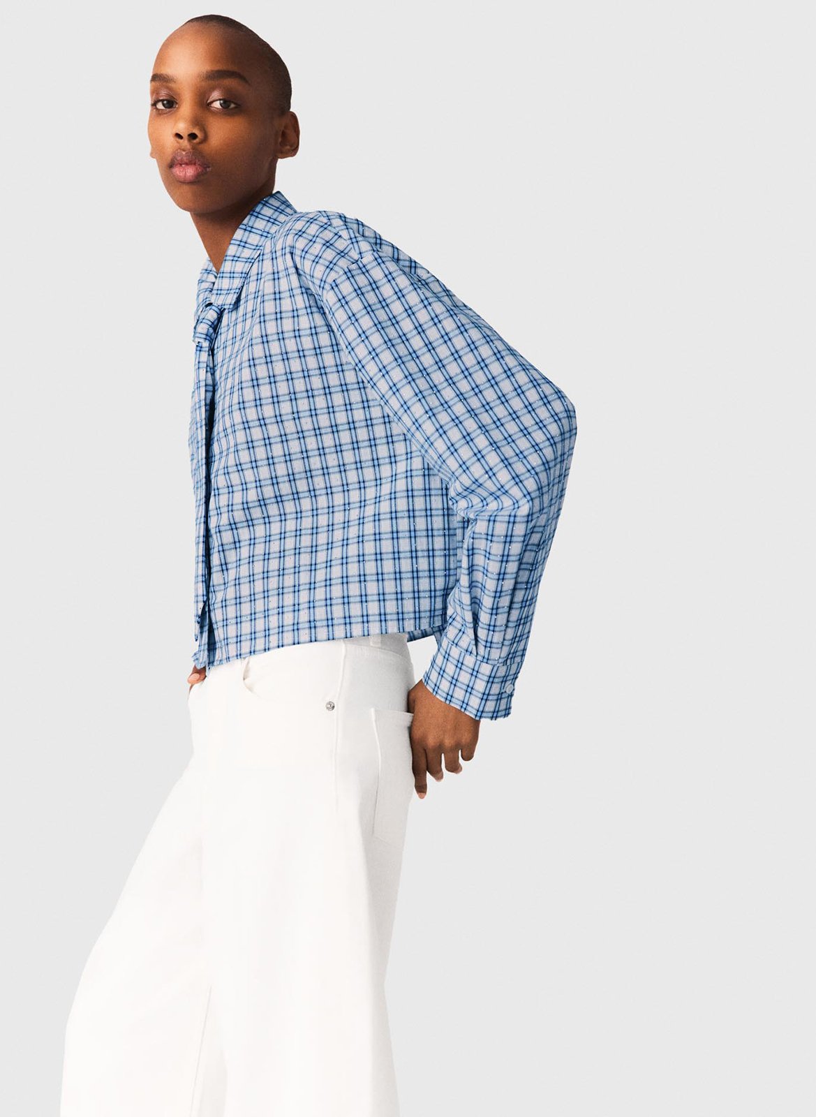 Chemise oversize courte en coton MAJE Bleu