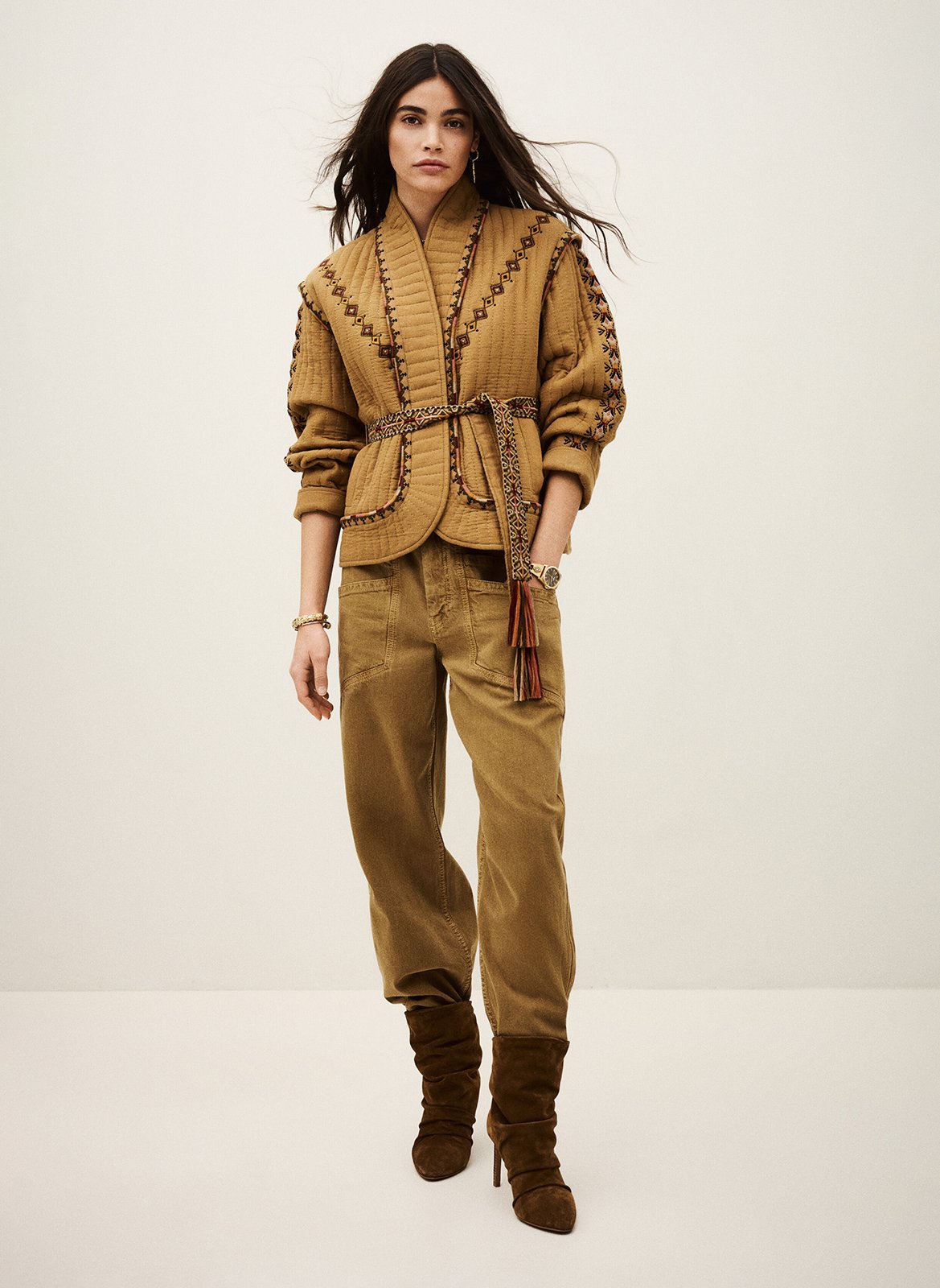 Veste col châle en coton BA&SH Marron