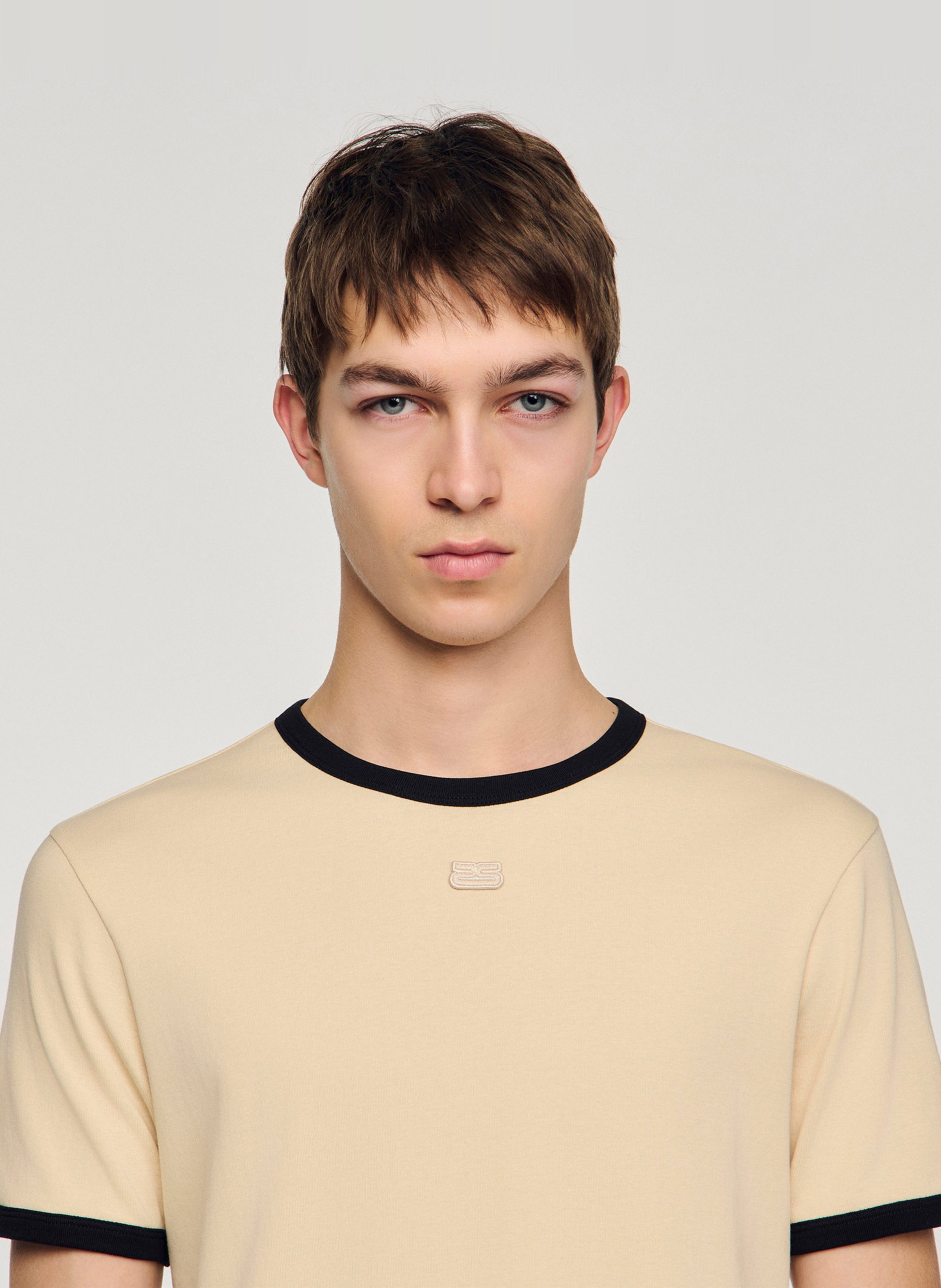 Tee-shirt droit en coton SANDRO Beige
