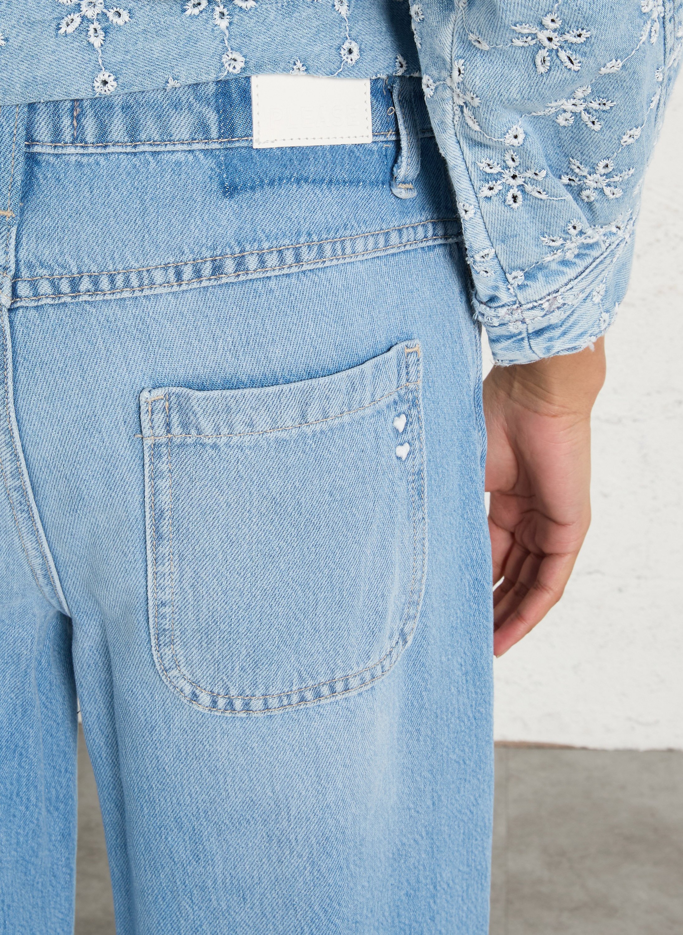 Cotton-blend straight jeans PLEASE Blue