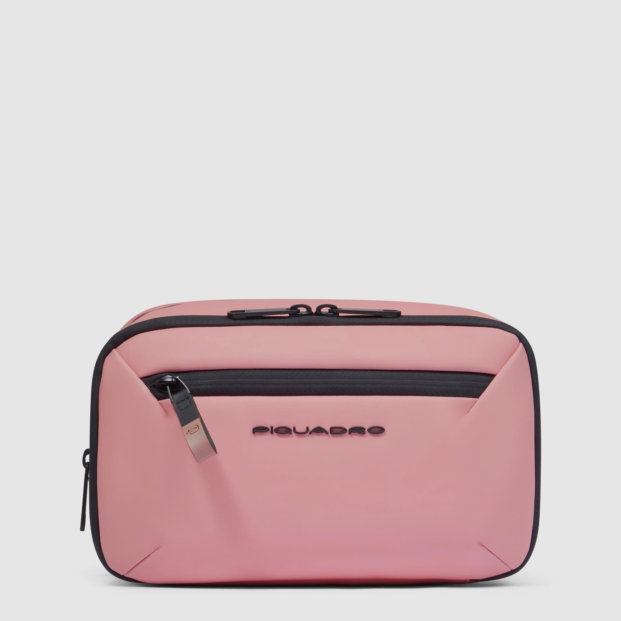 Water-repellent canvas toiletry bag with two compartments PIQUADRO Pink