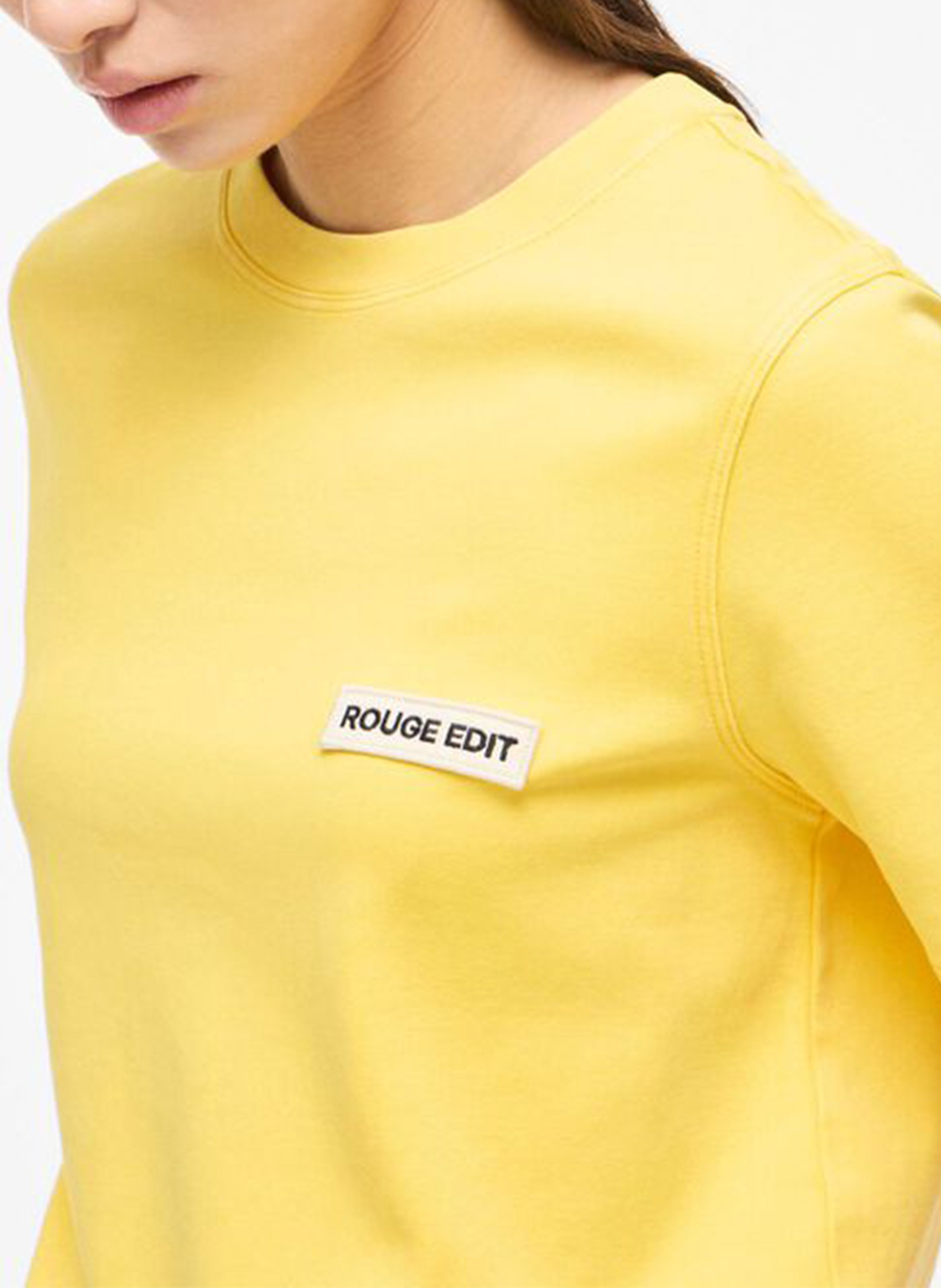 Straight round neck organic cotton t-shirt ROUGE EDIT Yellow