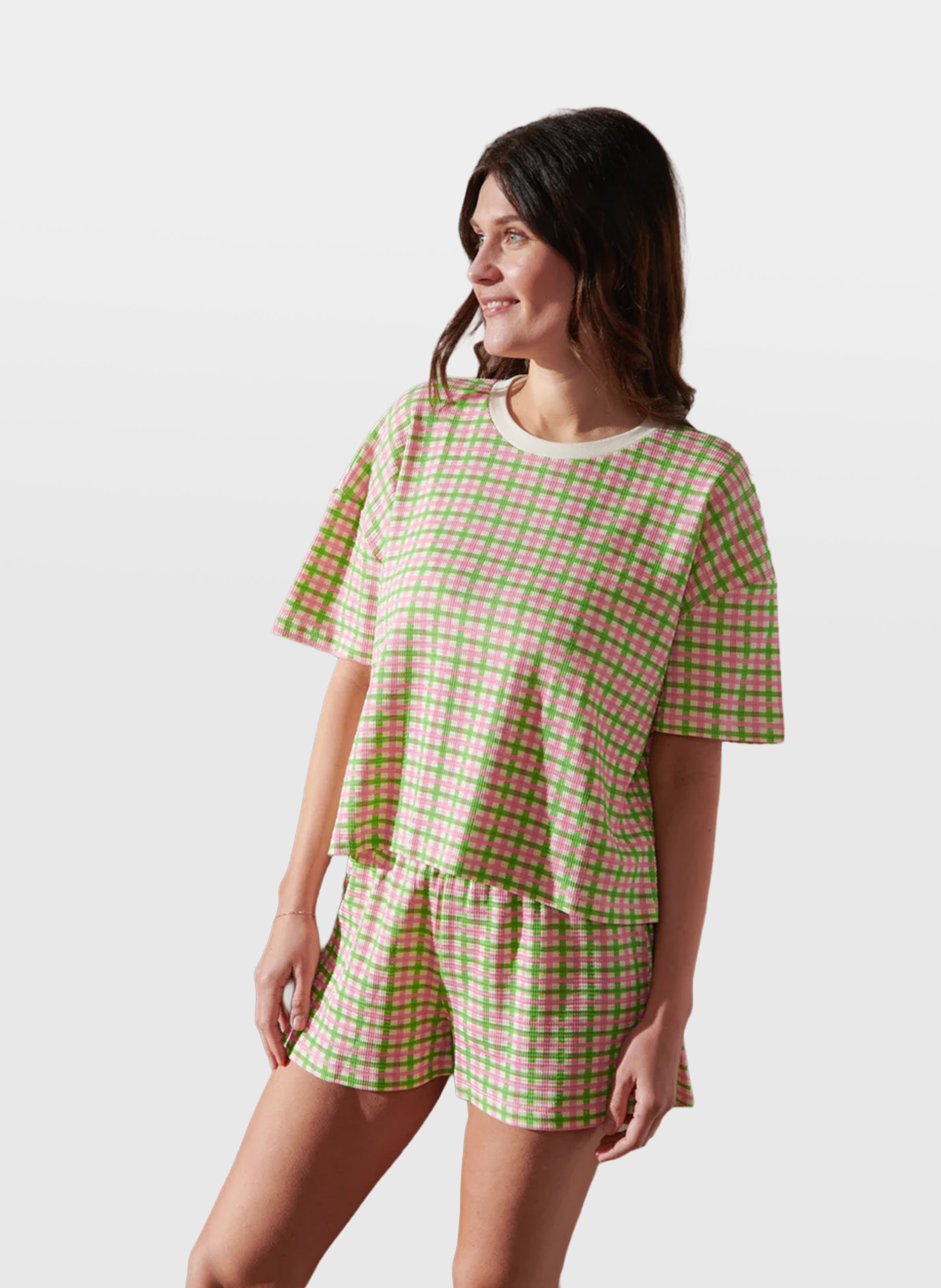 Pyjama-Shorts im Oversize-Schnitt mit Print WE ARE JOLIES Grun