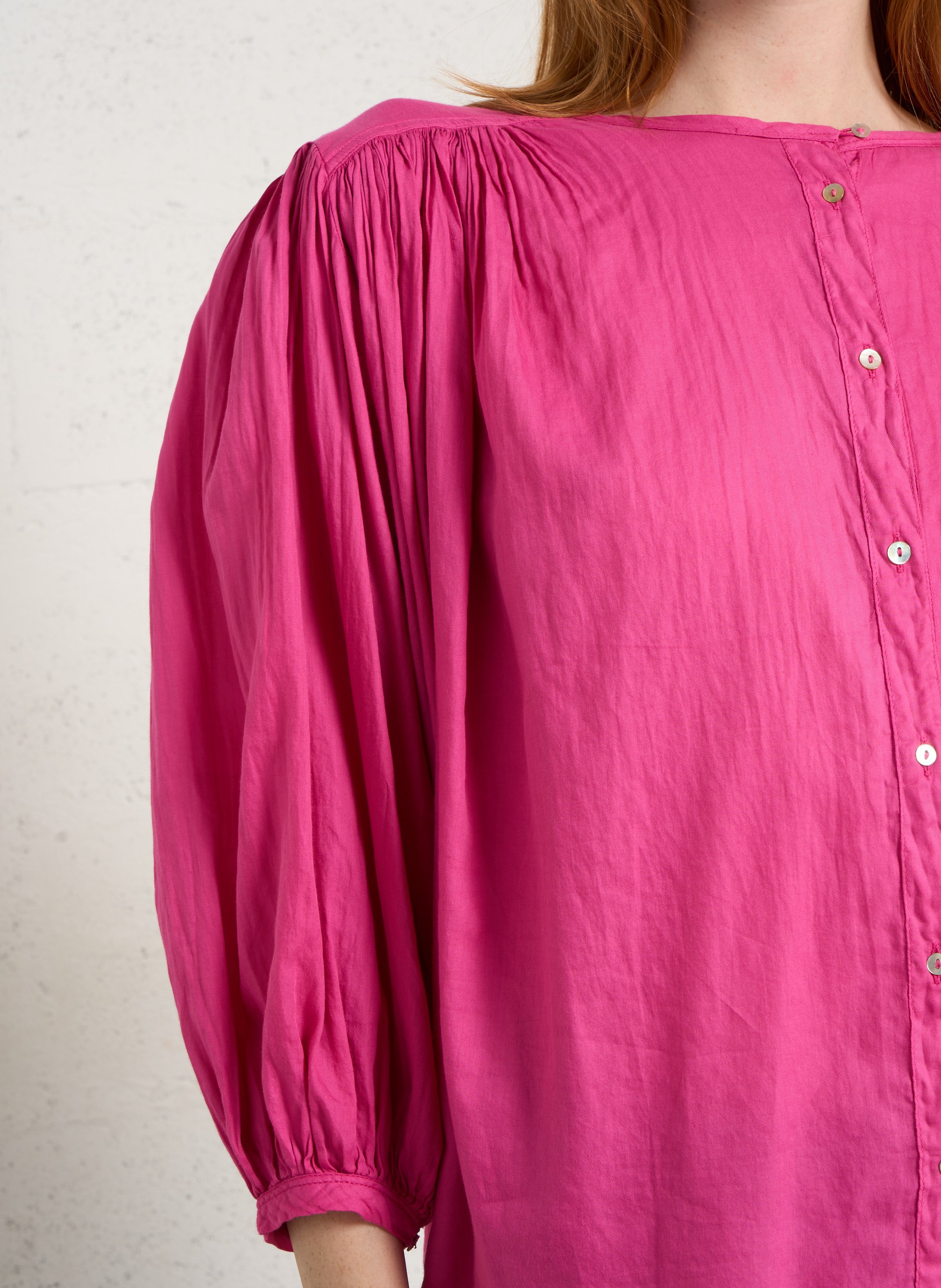 Rundhalsausschnitt-Bluse aus Baumwolle BELLA JONES Rosa