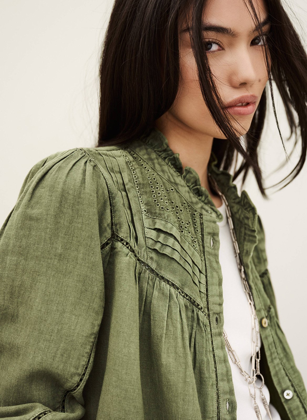 Blouse met ronde hals BA&SH Kaki