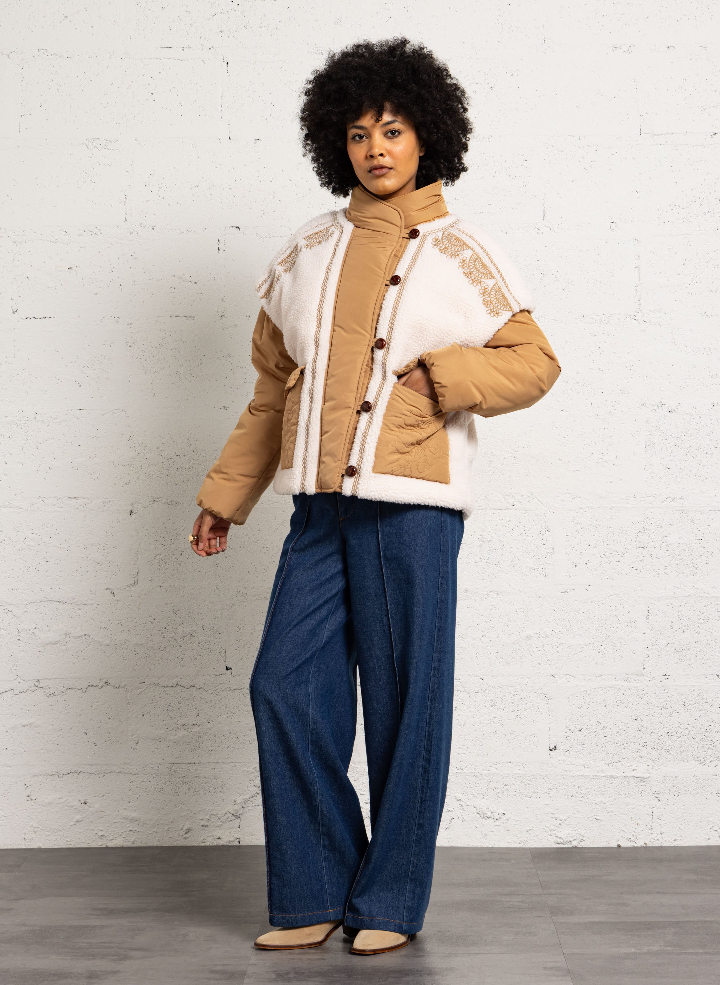 High collar coat LOUISE MISHA Beige
