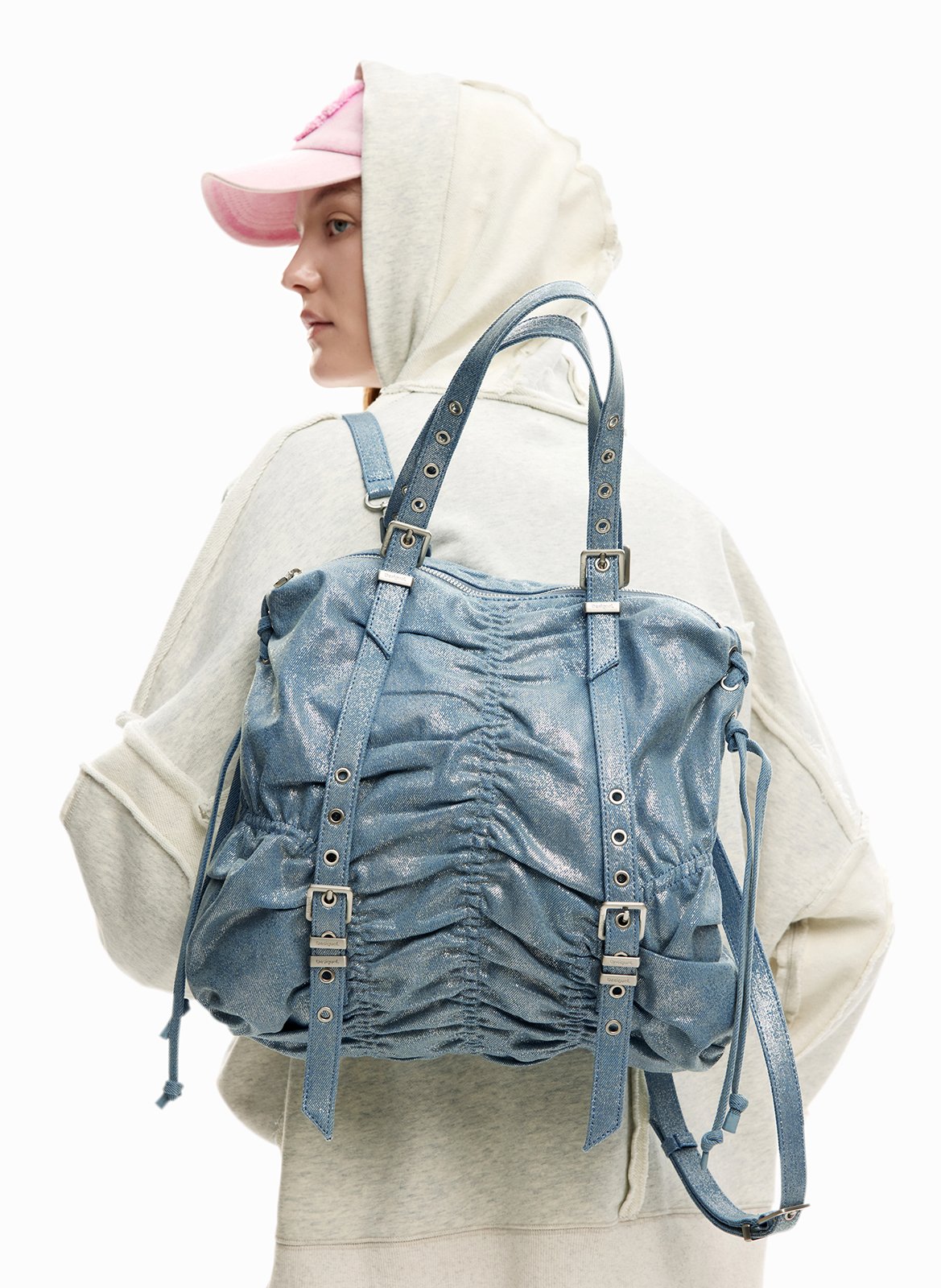 Rugzak van middelzware gerimpelde denim DESIGUAL Blauw