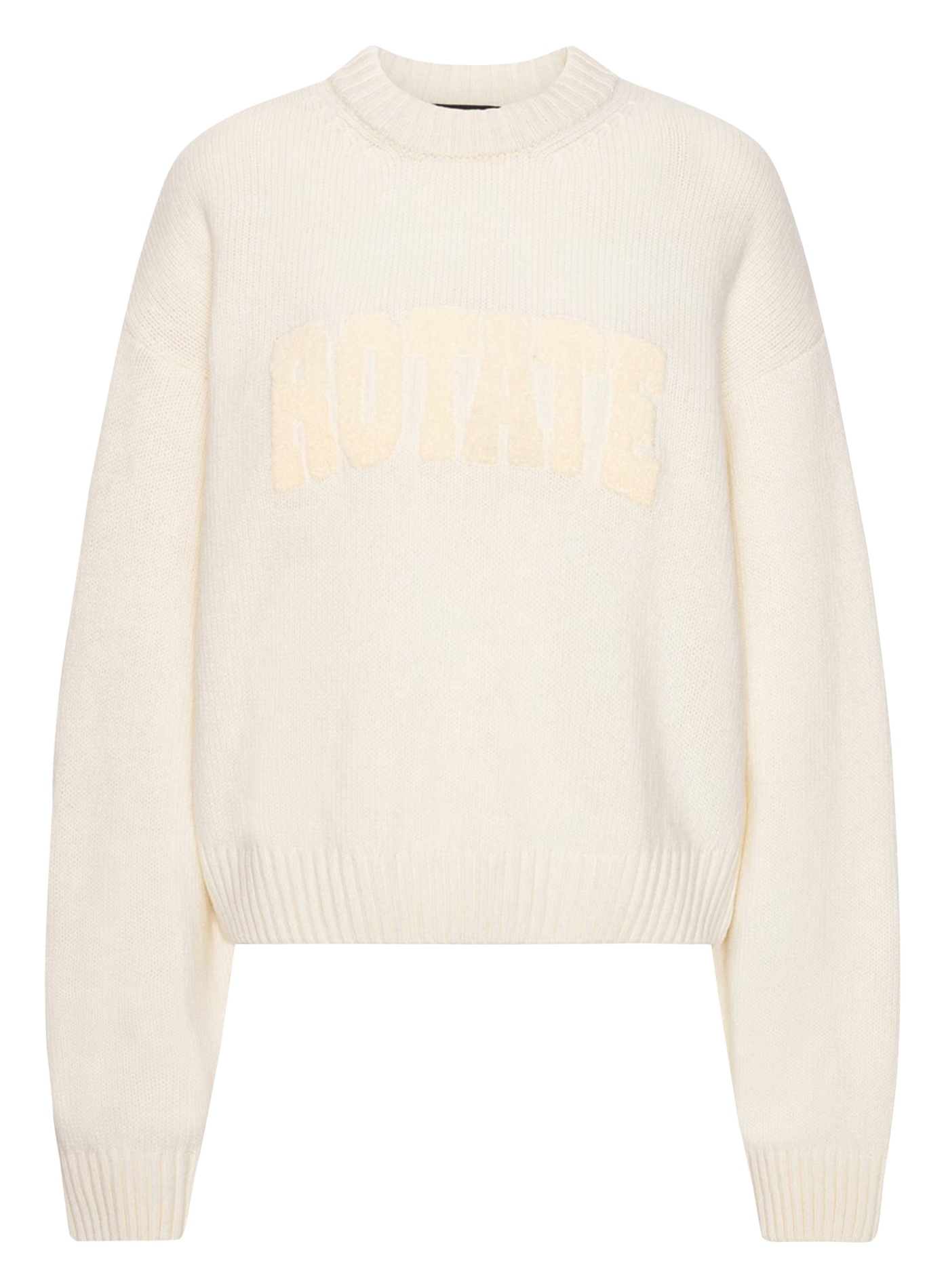 Loose-fit round-neck wool jumper ROTATE White