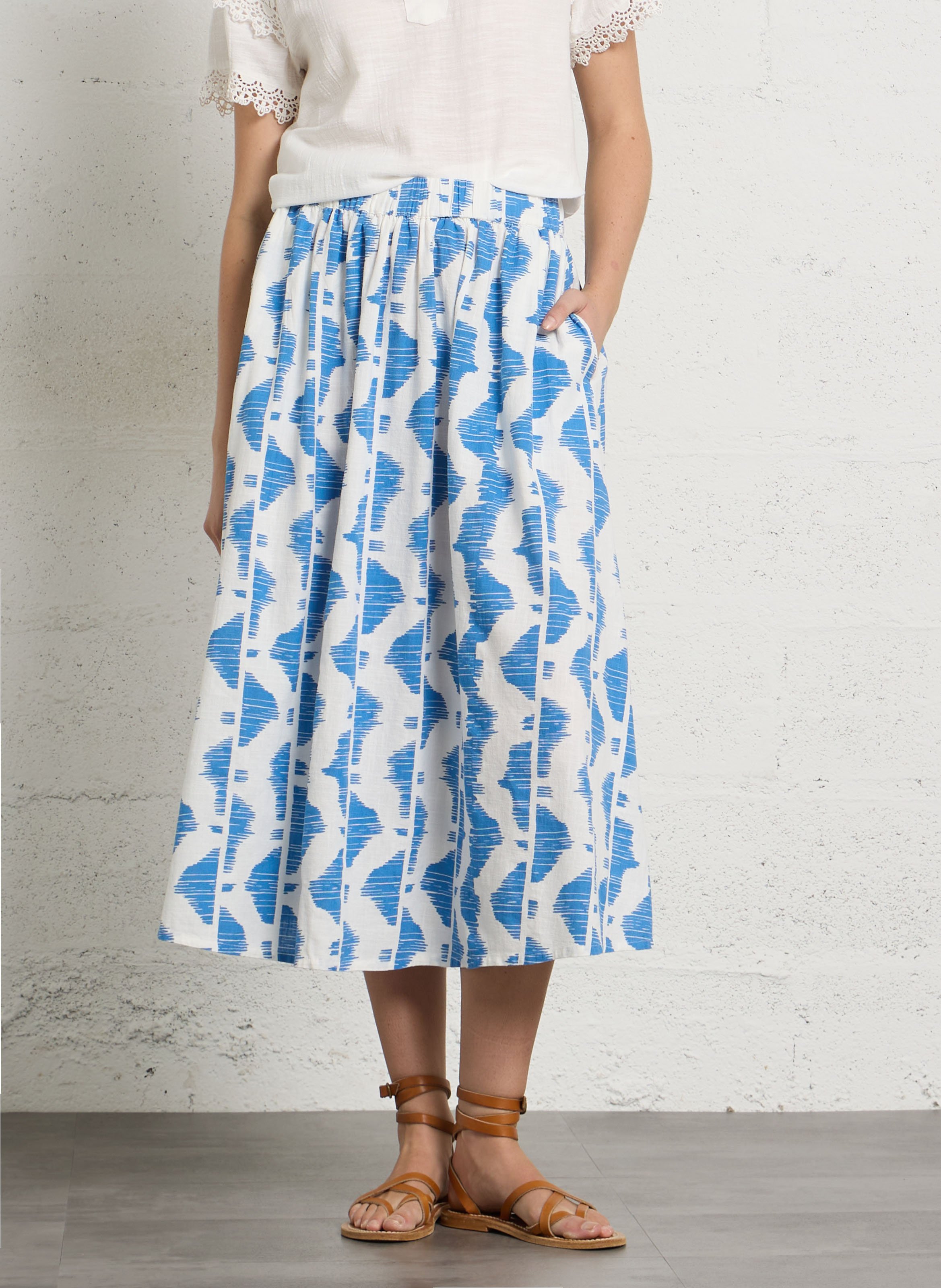Printed midi skirt with a loose fit MAISON 123 Blue