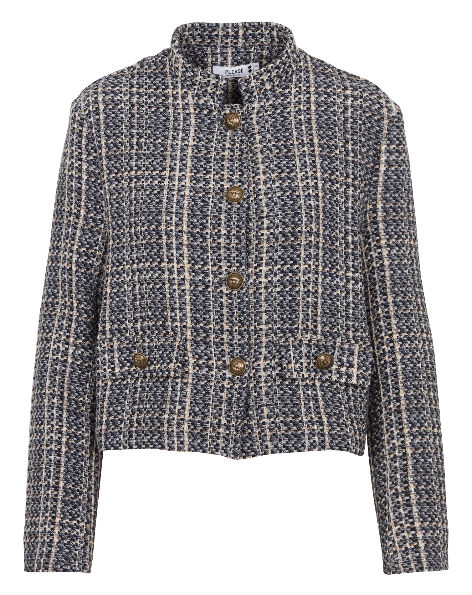 High-neck cotton-blend jacket PLEASE Grey