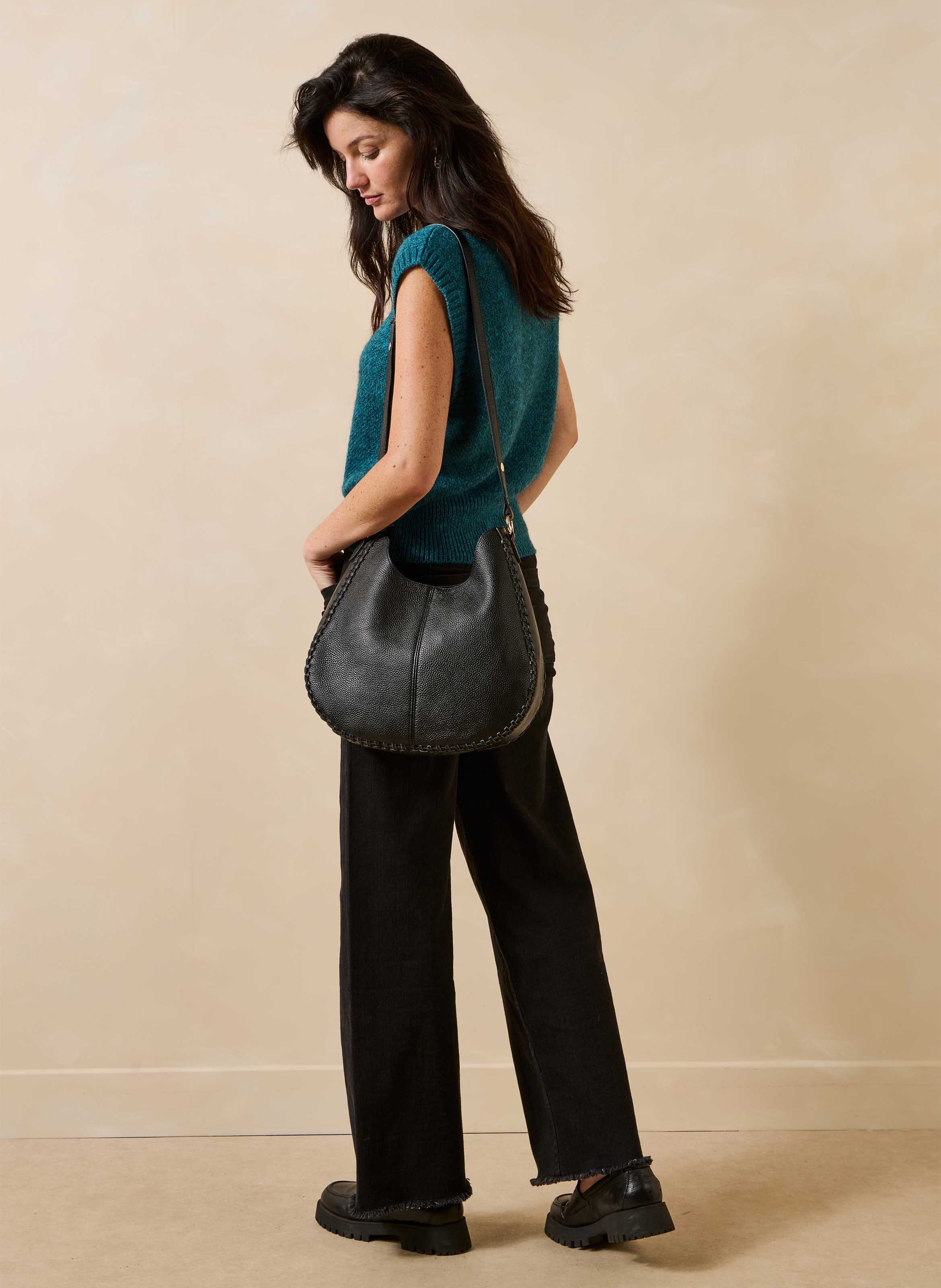 Leather shoulder bag LA FEE MARABOUTEE Black