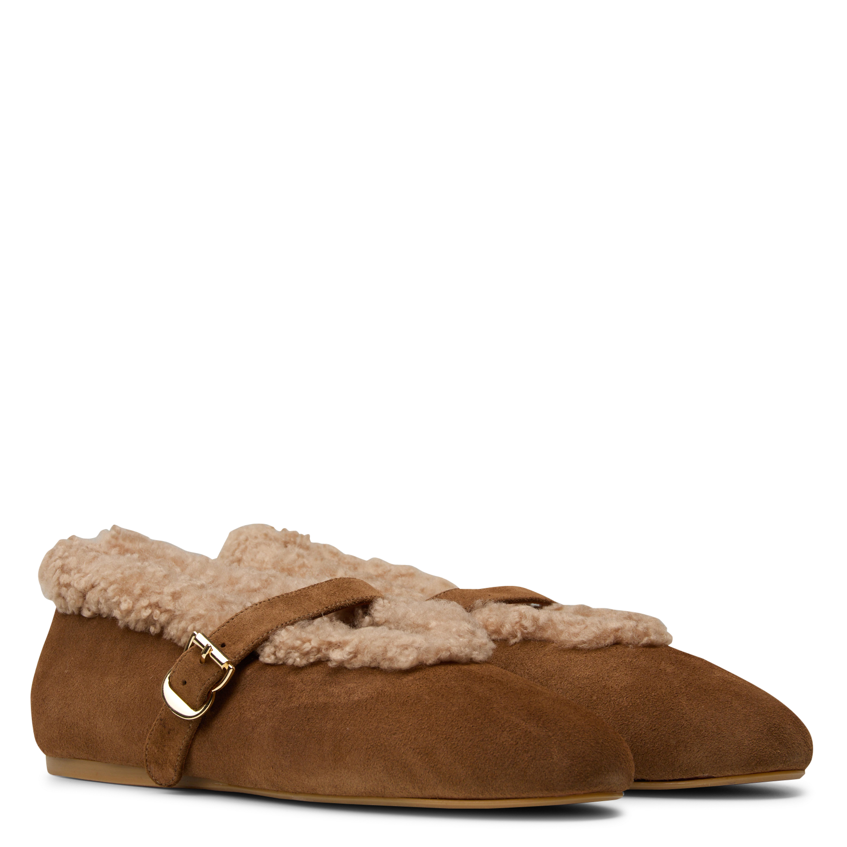 Pelzbesetzte Lederschuhe TORAL Beige