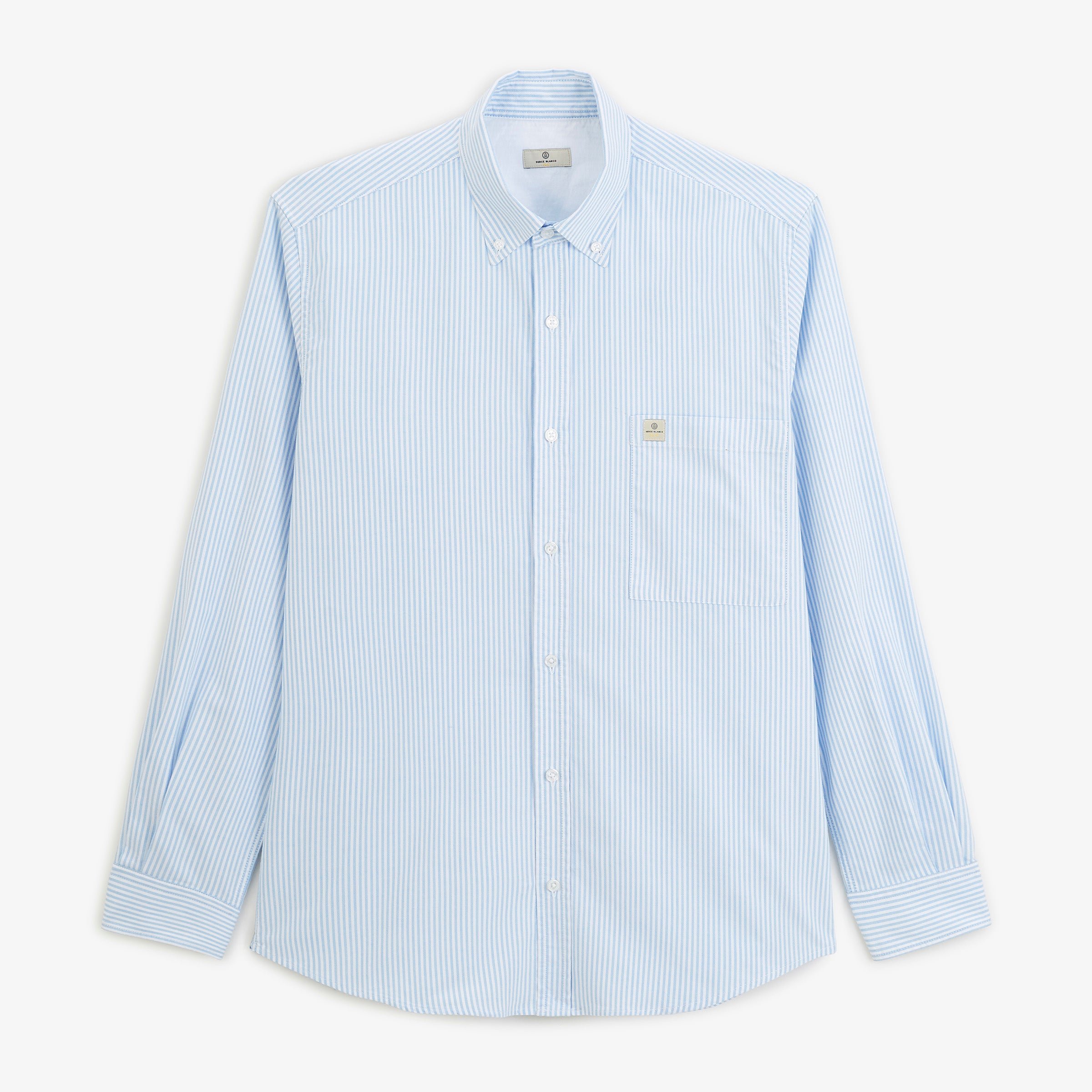 Blue Striped Oxford Long Sleeve Shirt SERGE BLANCO Blue