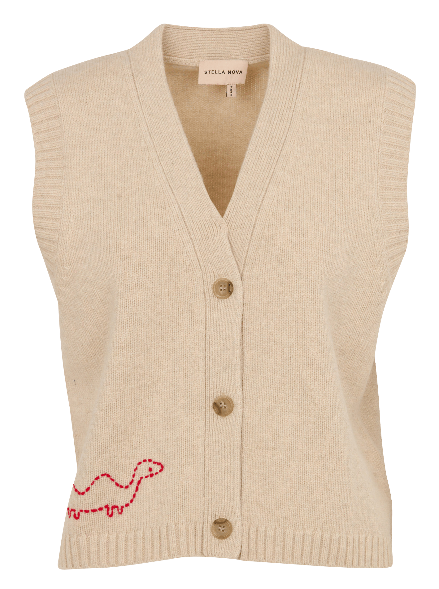 Mouwloos vest met knopen van gemengde wol STELLA NOVA Beige